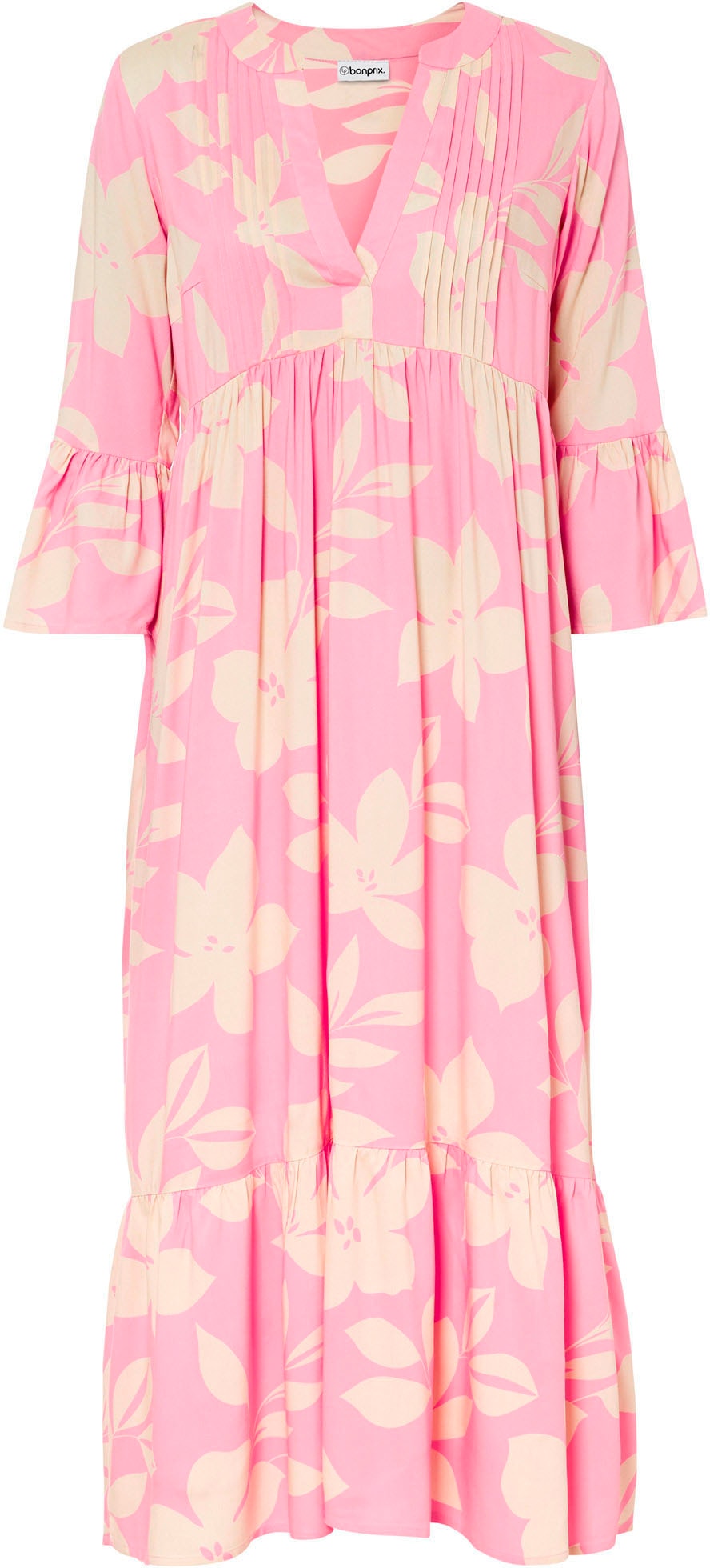 bonprix Maxi robe »Maxikleid aus fliessender Viskose« für modischen Auftritt, aus Viskose, A-Linie, 3/4-Ärmel