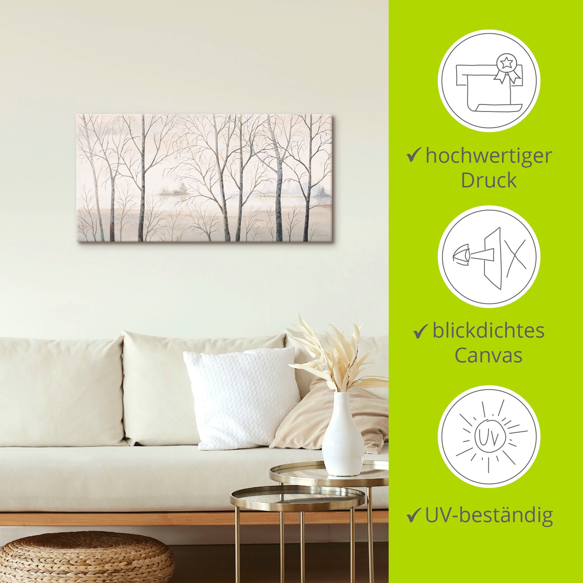 Artland Wandbild »Seeufer am Wald I« Gewässer 1 Stk. tlg. als Alubild, Leinwandbild in verschied. Grössen