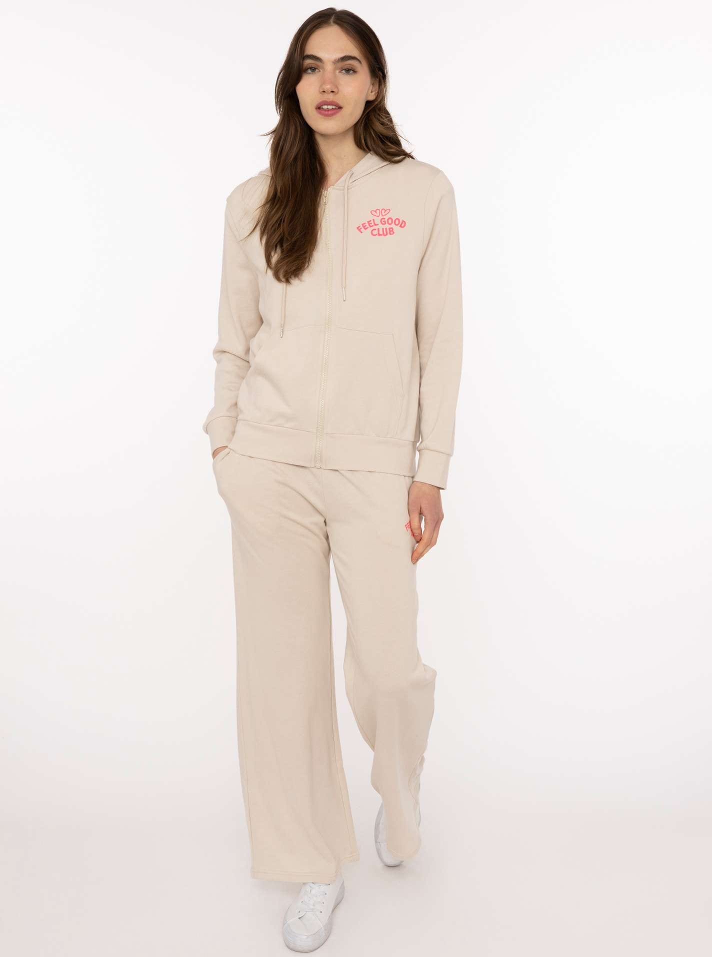 Zwillingsherz Kapuzensweatjacke »"Feel Good Club"« Kapuze, zum Binden, Taschen, kleine Stickerei vorne