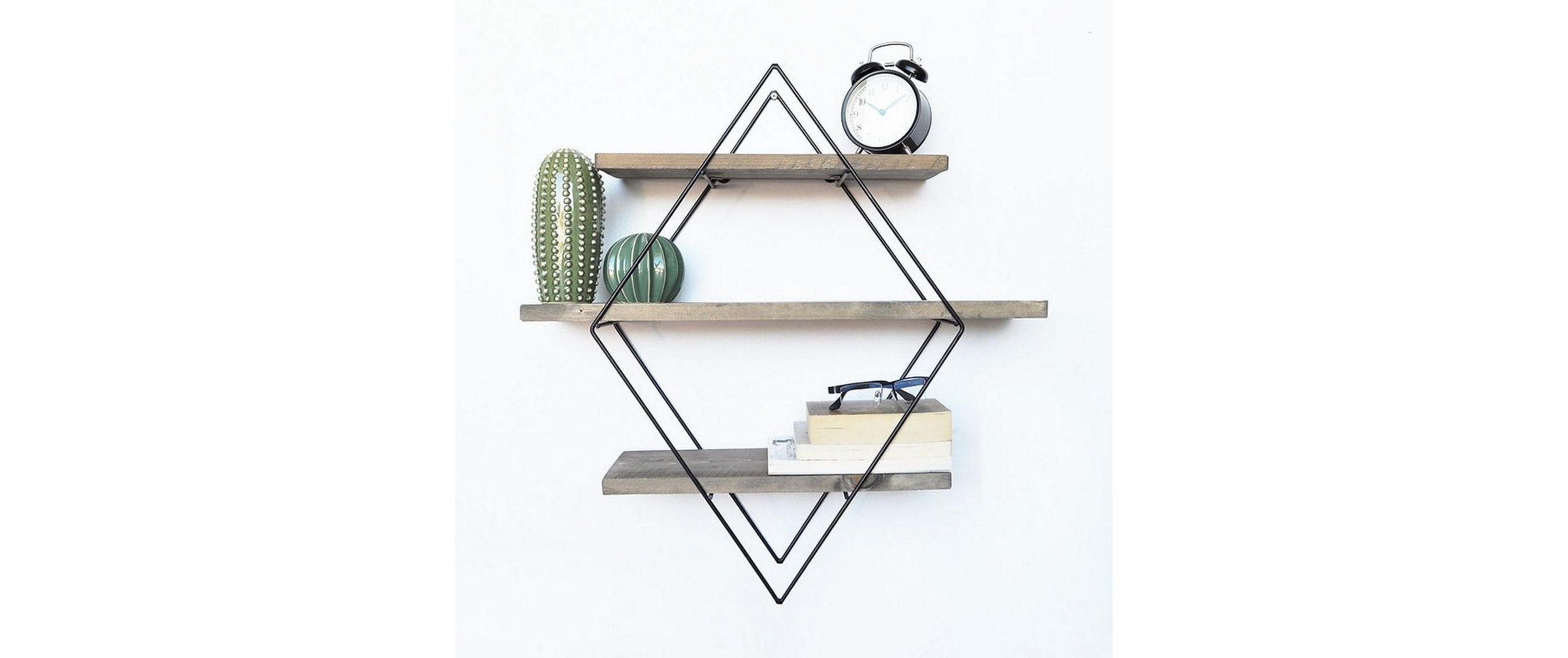 WOODY FASHION Wandregal »WR007 60 x 60 x 14 cm, Schwarz/Walnuss«