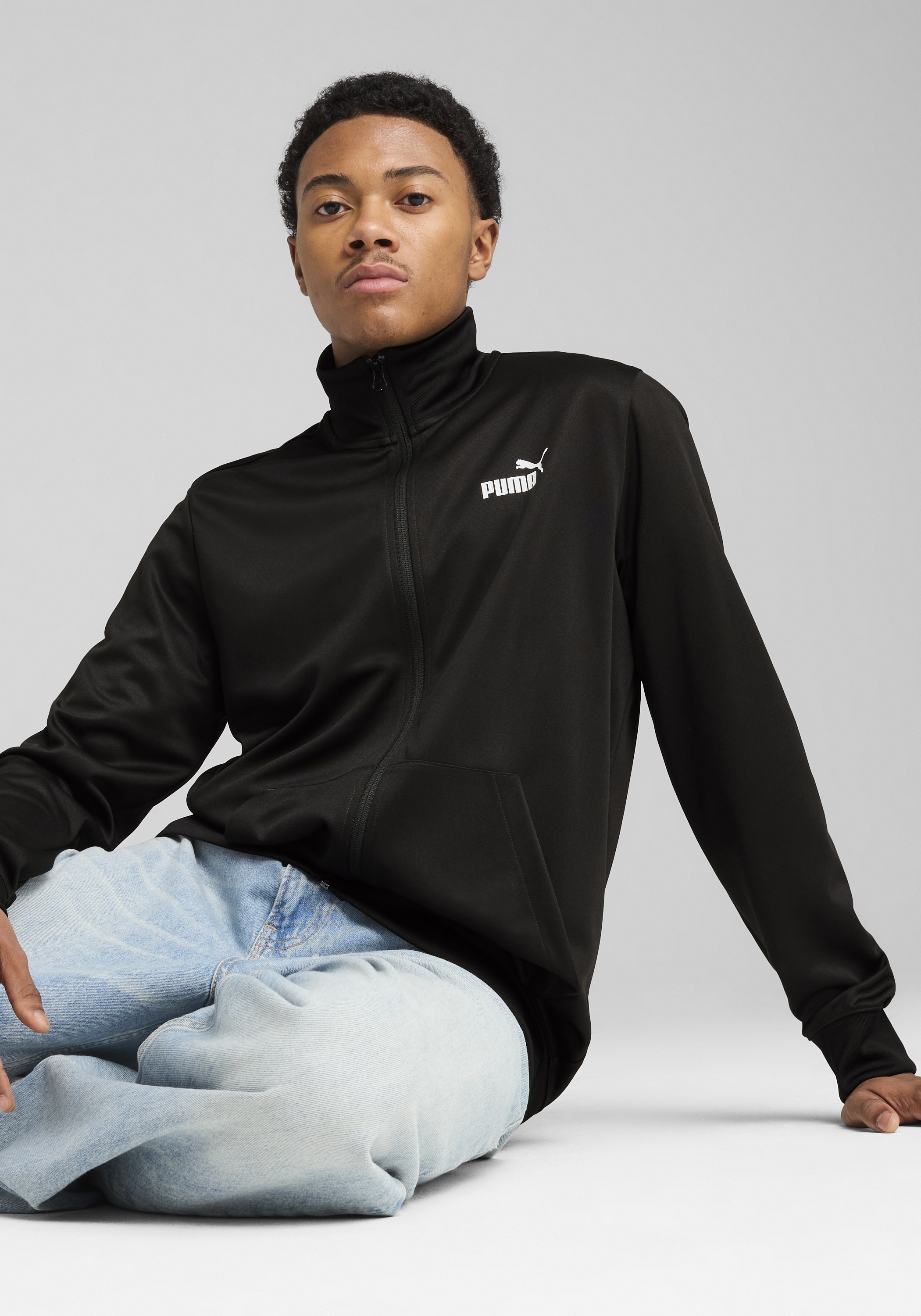 PUMA Veste d'entraînement »ESS NO. 1 LOGO POLY TRACK JACKET« ohne Kapuze mit Eingrifftaschen, mit DryCELL-Technologie, atmungsaktiv