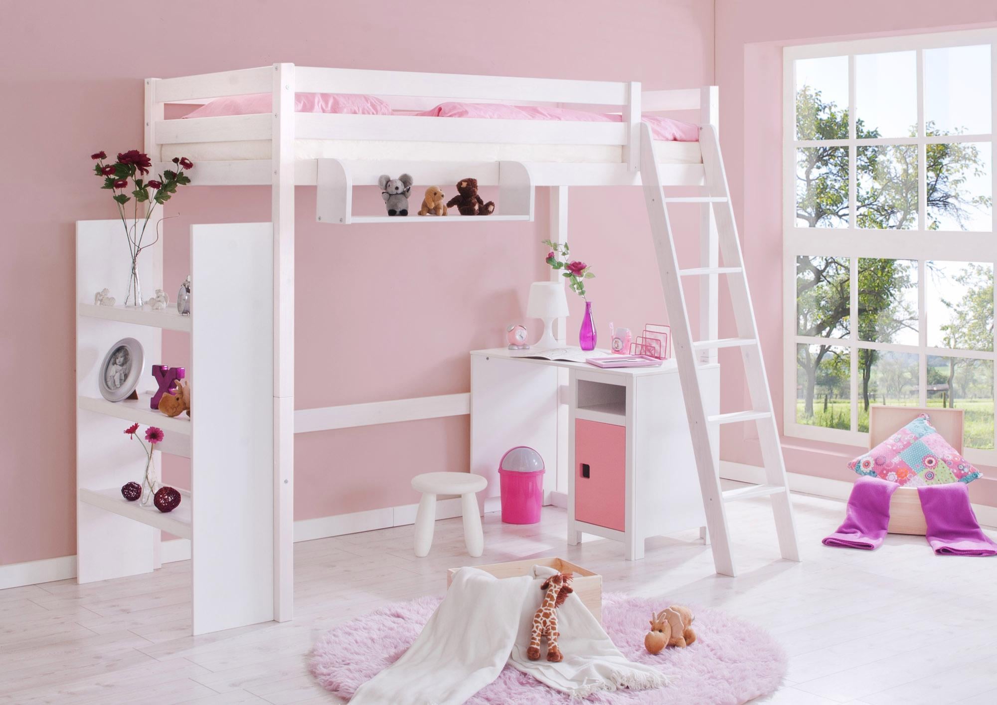 Ticaa Hochbett mit Rollrost in 2 Breiten, Kiefer