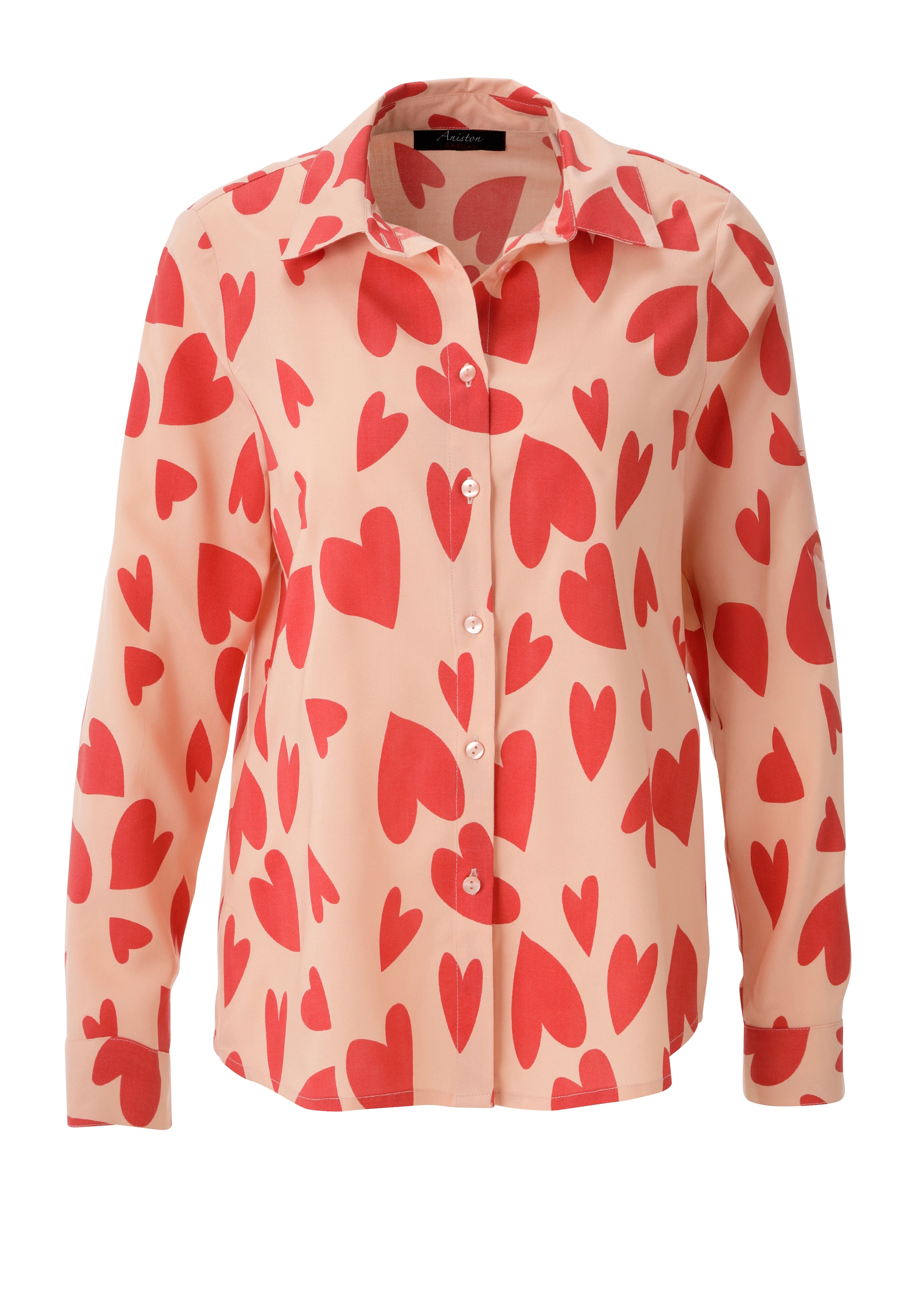 Aniston CASUAL Blouse chemise mit extravaganten Herzen bedruckt - NEUE KOLLEKTION