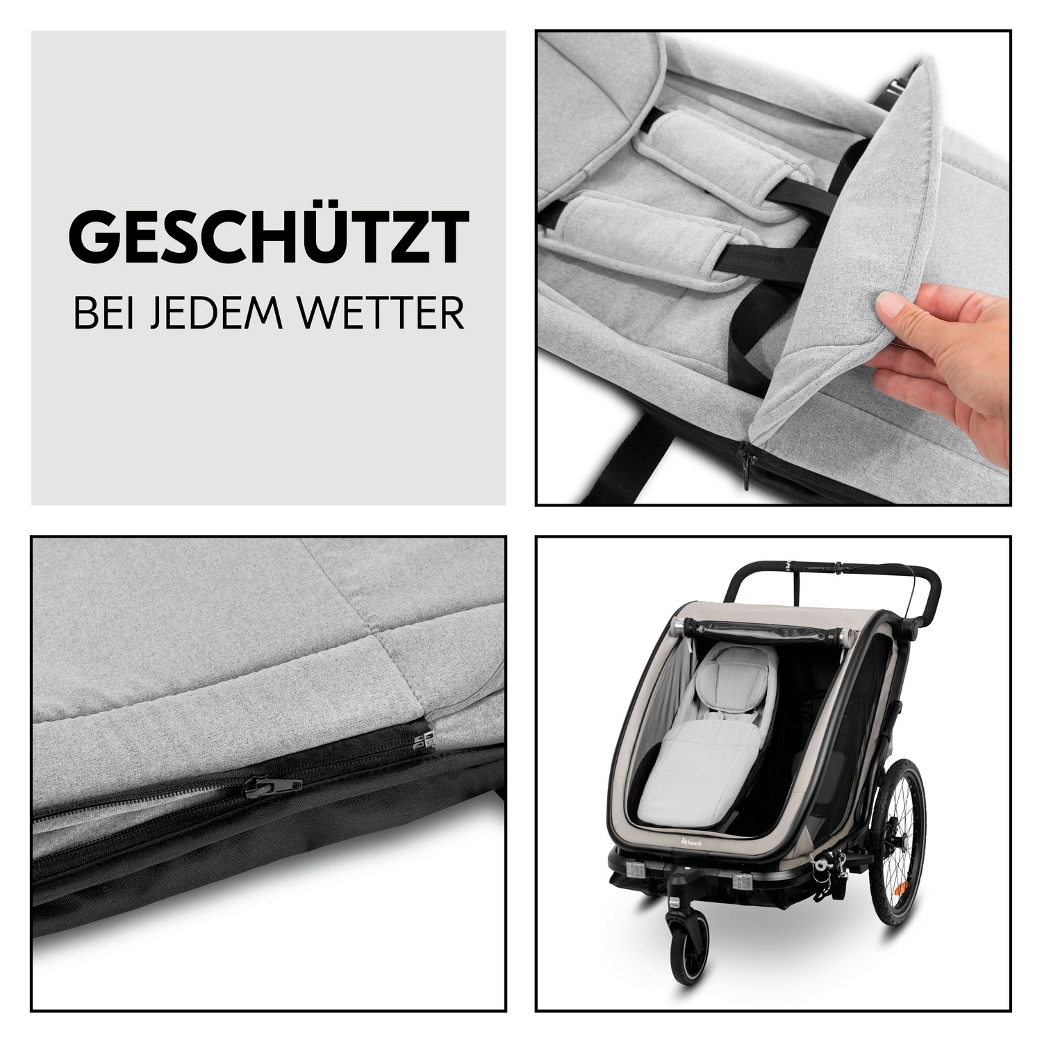 Hauck Fahrradkinderanhänger »Baby Lounger  2 Grey« mit Beindecke