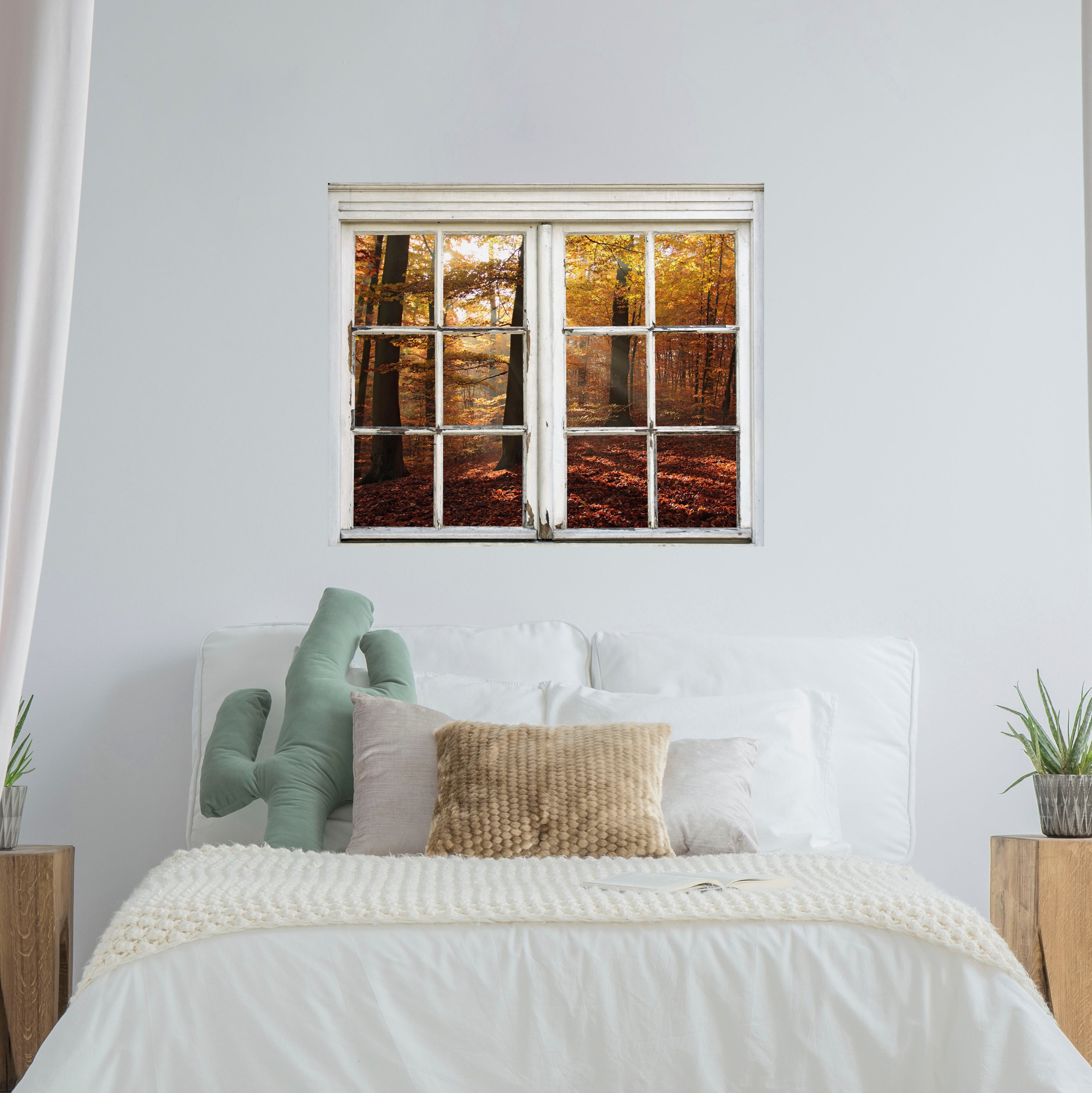 queence Autocollants muraux »Wald« Wandsticker, Wandbild, selbstklebend, 3D, Fenster