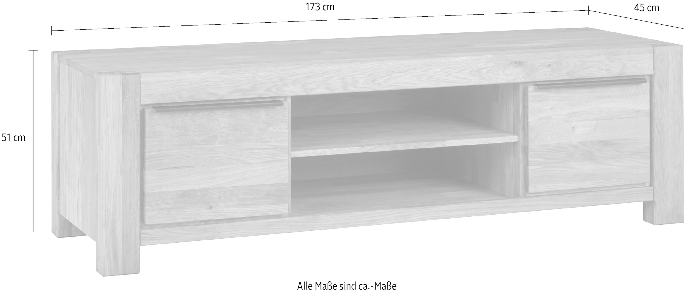 Home affaire Table basse 2 offene Fächer, holztür inkl. Dämpfer,