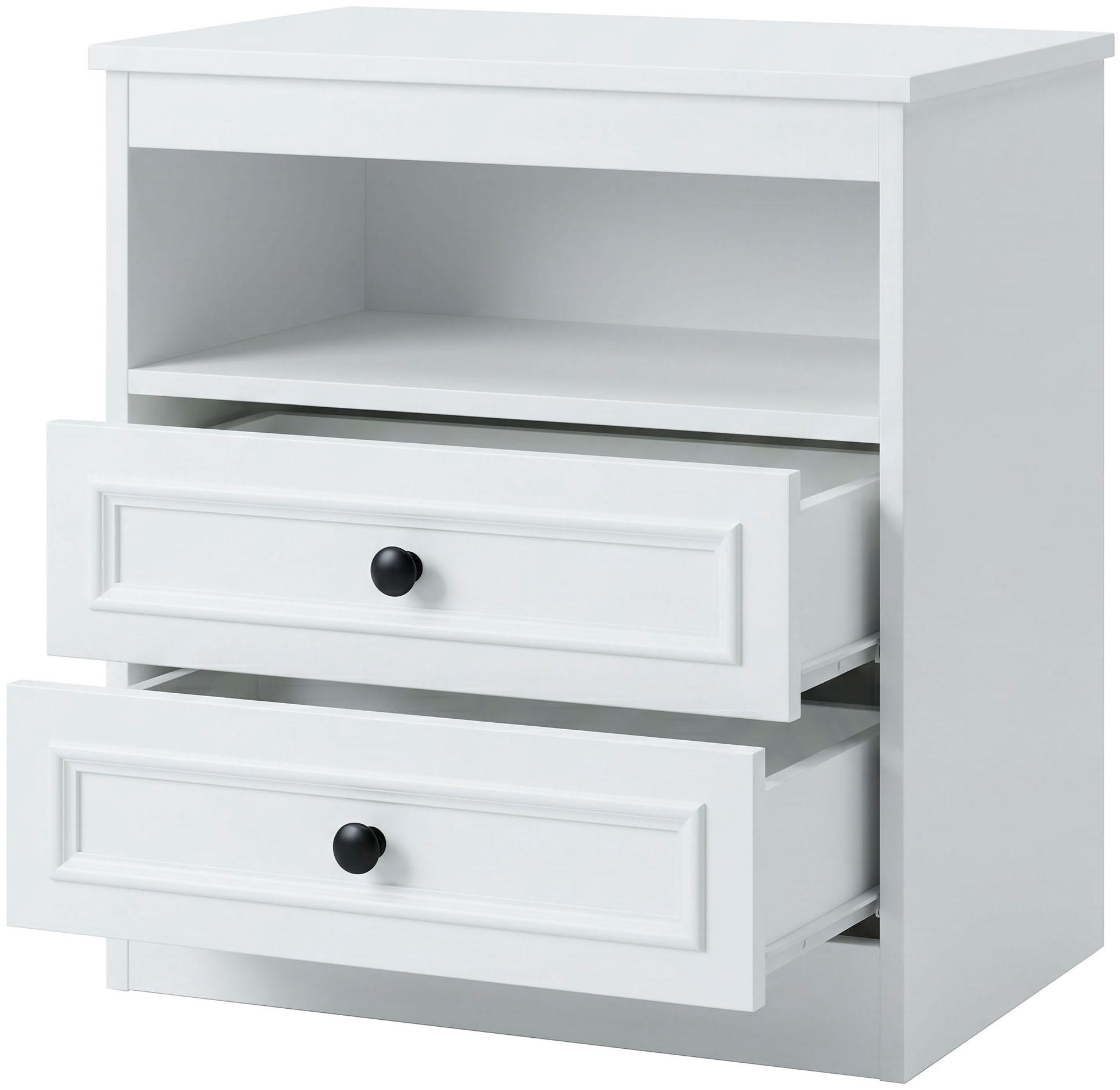 GOODproduct Nachttisch »Arrian, 2er-Set, Landhausstil, 2 Schubladen & Ablagefach, weiss« Set, 2 Stk. tlg.