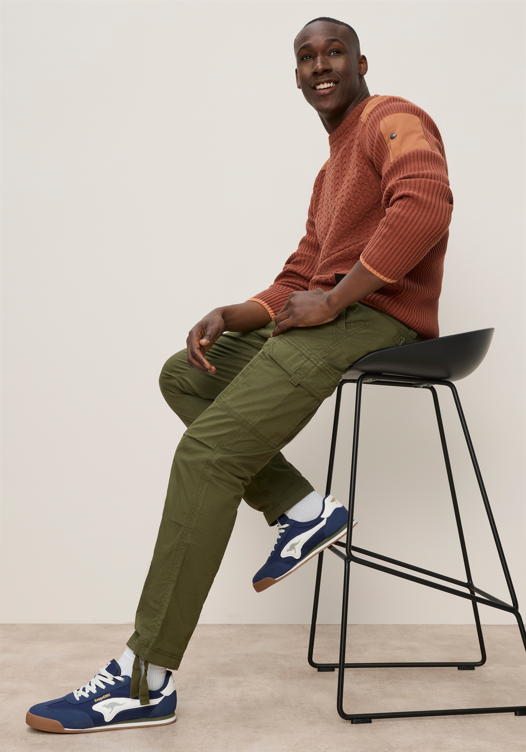 KangaROOS Strickpullover mit Rundhalsausschnitt, WEbpatches, Regular Fit