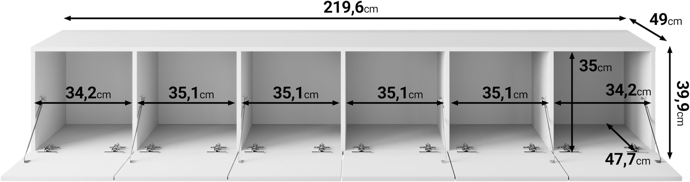 GOODproduct Lowboard »Denver Erlebe die Weltmeisterschaft im XXL-Format« 1 Stk. tlg. Elegantes TV-Möbel 220 cm, speziell für bis zu 98-Zoll Fernseher