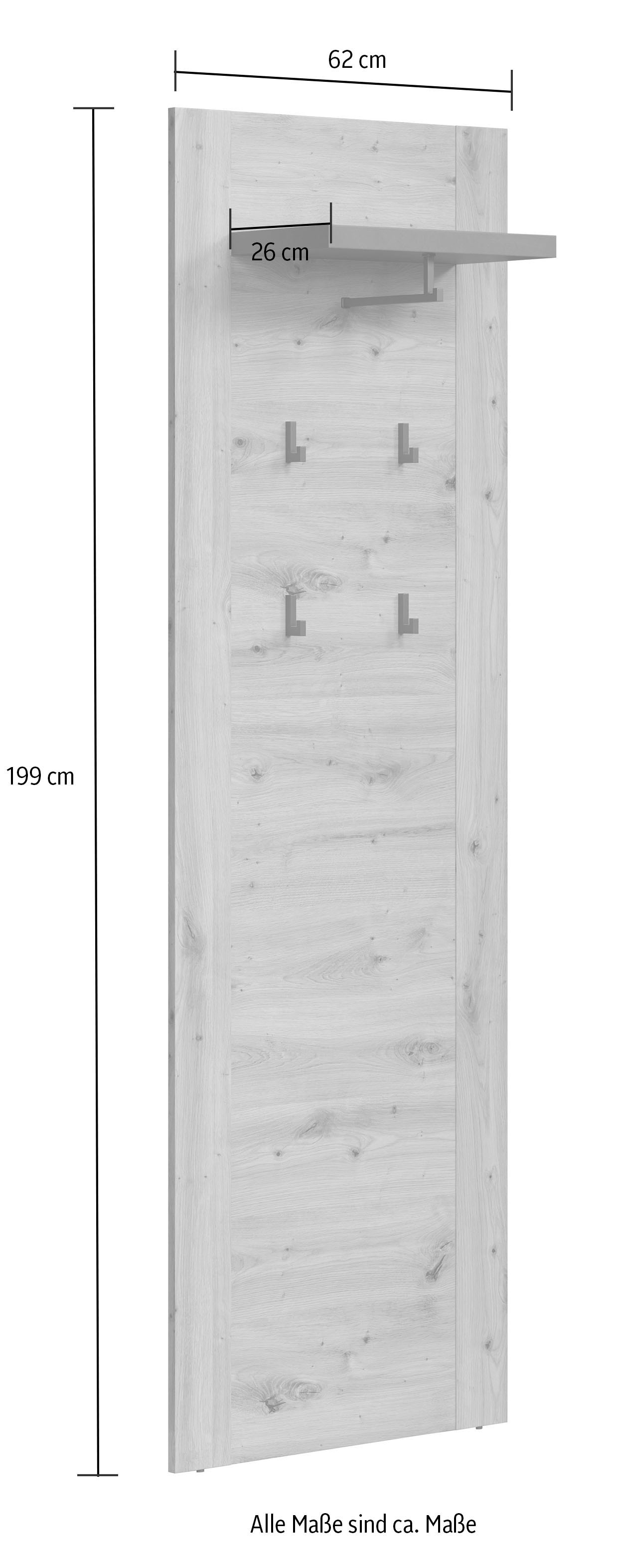 Home affaire Panneau de vestiaire »Ambres« Garderobenpaneel mit Ablage & Haken - (B/T/H) 62/26/199 cm