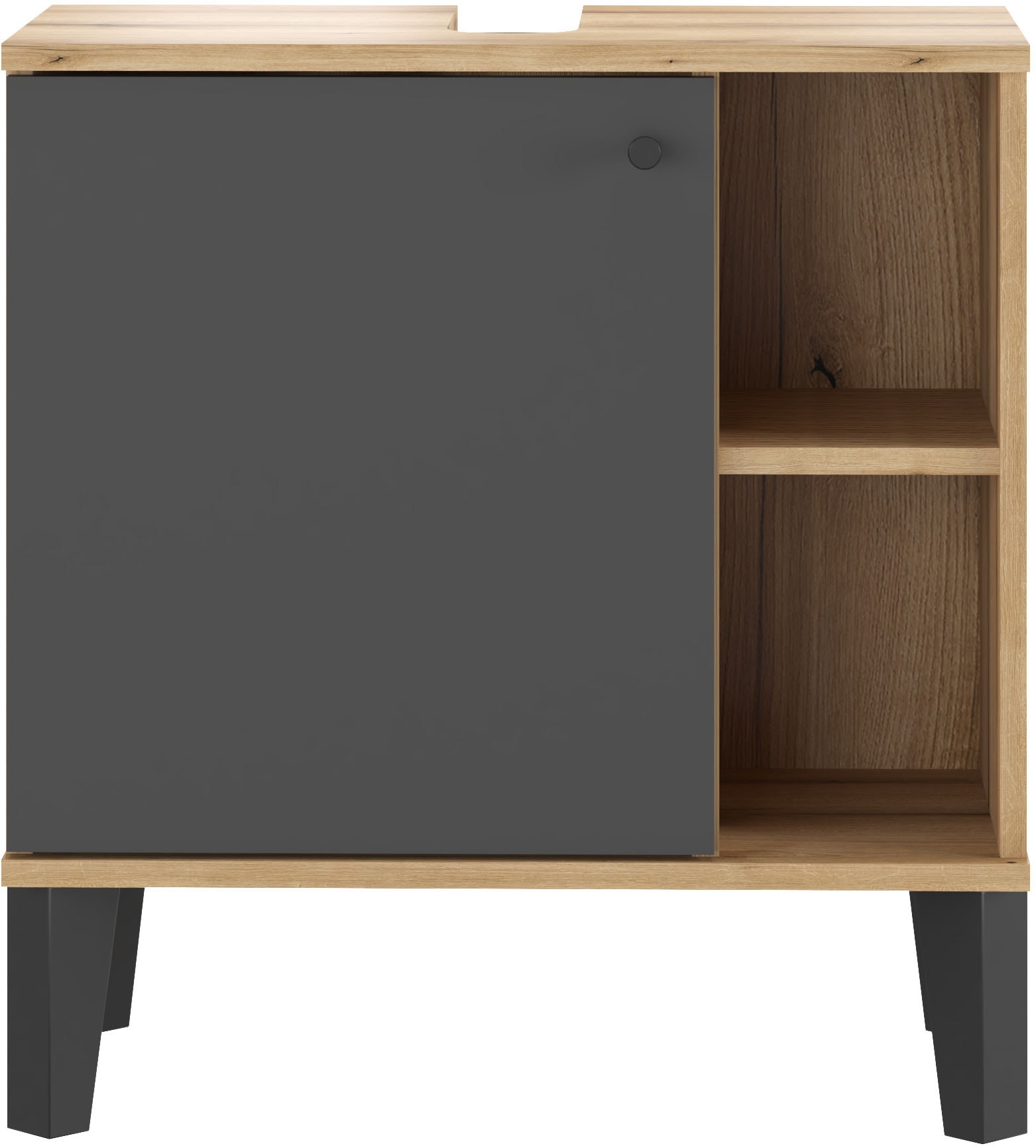 INOSIGN Waschbeckenunterschrank »Oslo, Waschtisch mit Knopfgriff, Badschrank im skandinavischen Design« in der Türfarbe Weiss oder Grau verfügbar, ausreichend Stauraum