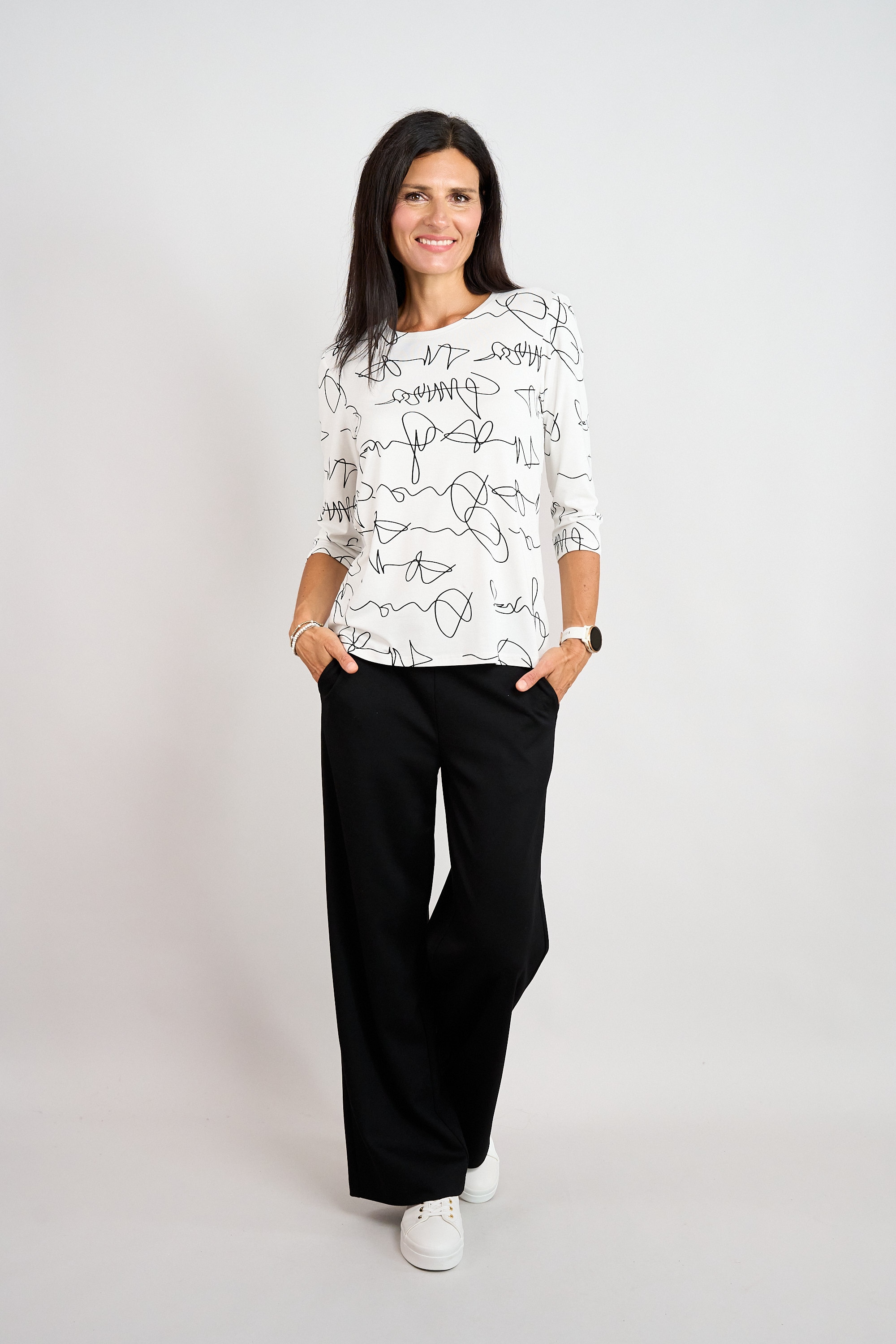 Seidel Moden 3/4-Arm-Shirt 3/4 -Arm- Sommershirt mit grafischem Muster / MADE IN GERMANY