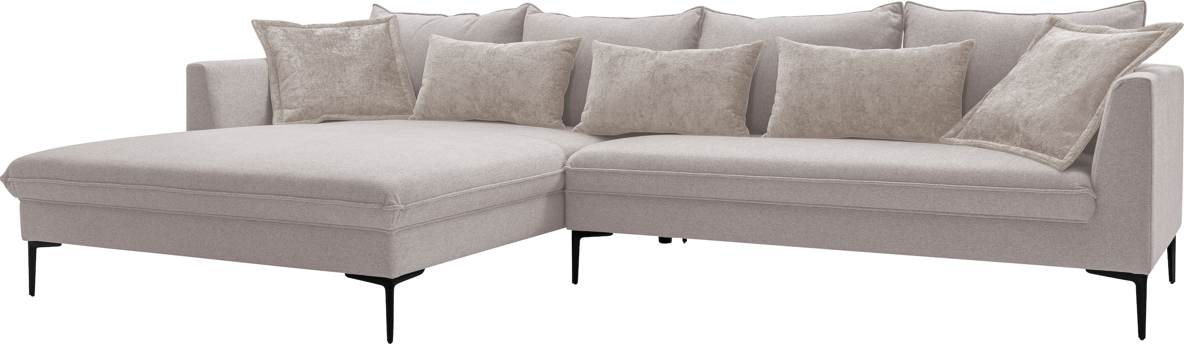 exxpo - sofa fashion Canapé d'angle »Piazza, elegant und edel, Designsofa mit tollem Sitzkomfort,« Longchair Ecke in hochwertiger Verarbeitung, Stellmasse 321x187 cm