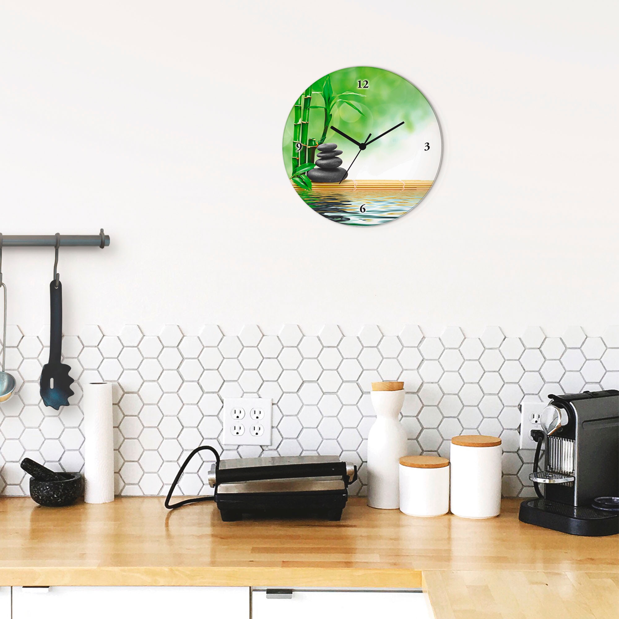Artland Horloge murale »Spa Konzept Zen Basaltsteine« wahlweise mit Quarz- oder Funkuhrwerk, lautlos ohne Tickgeräusche