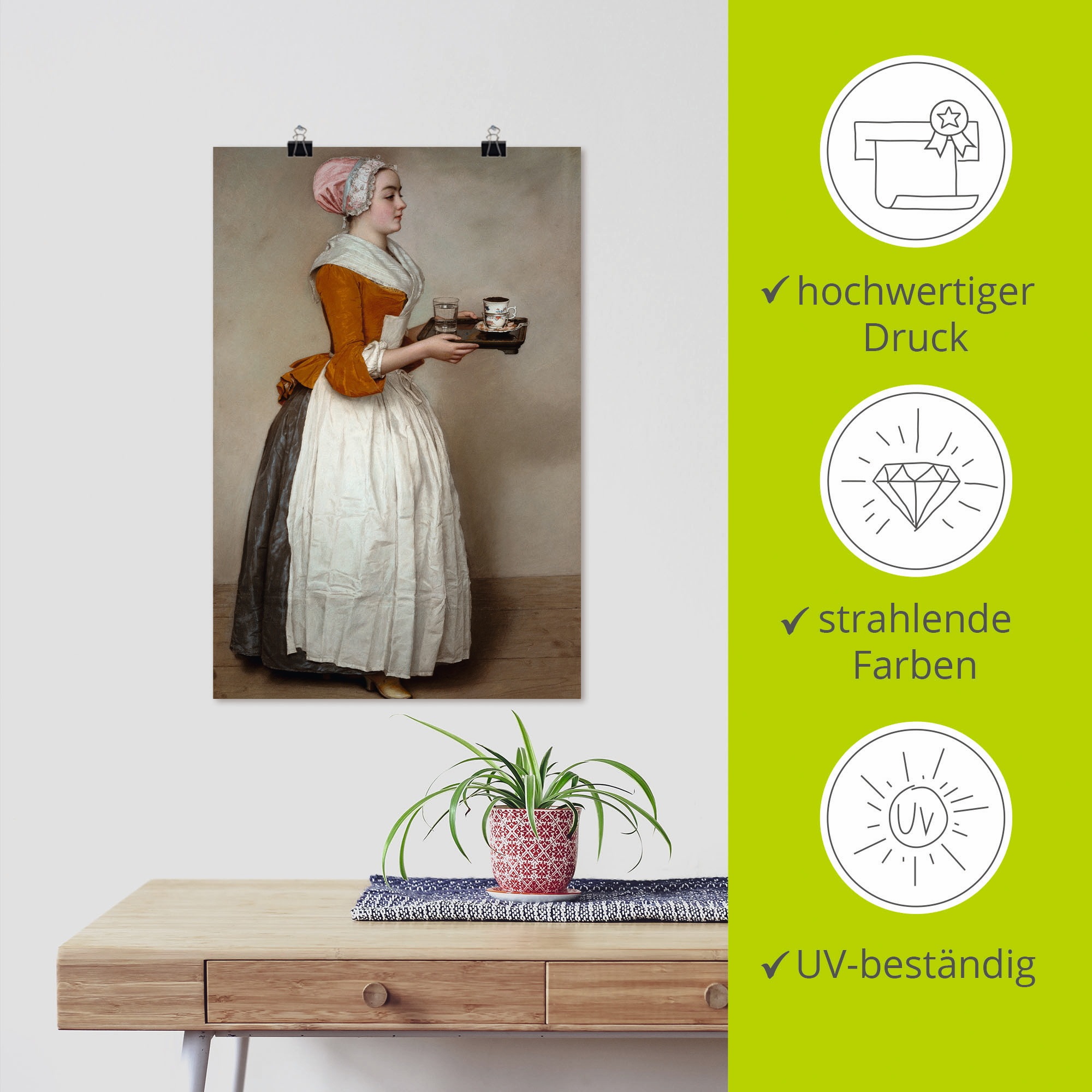 Artland Wandbild »Das Schokoladenmädchen. Um 1744/45« Frau 1 Stk. tlg. als Alubild, Outdoorbild, Leinwandbild, Poster, Wandaufkleber