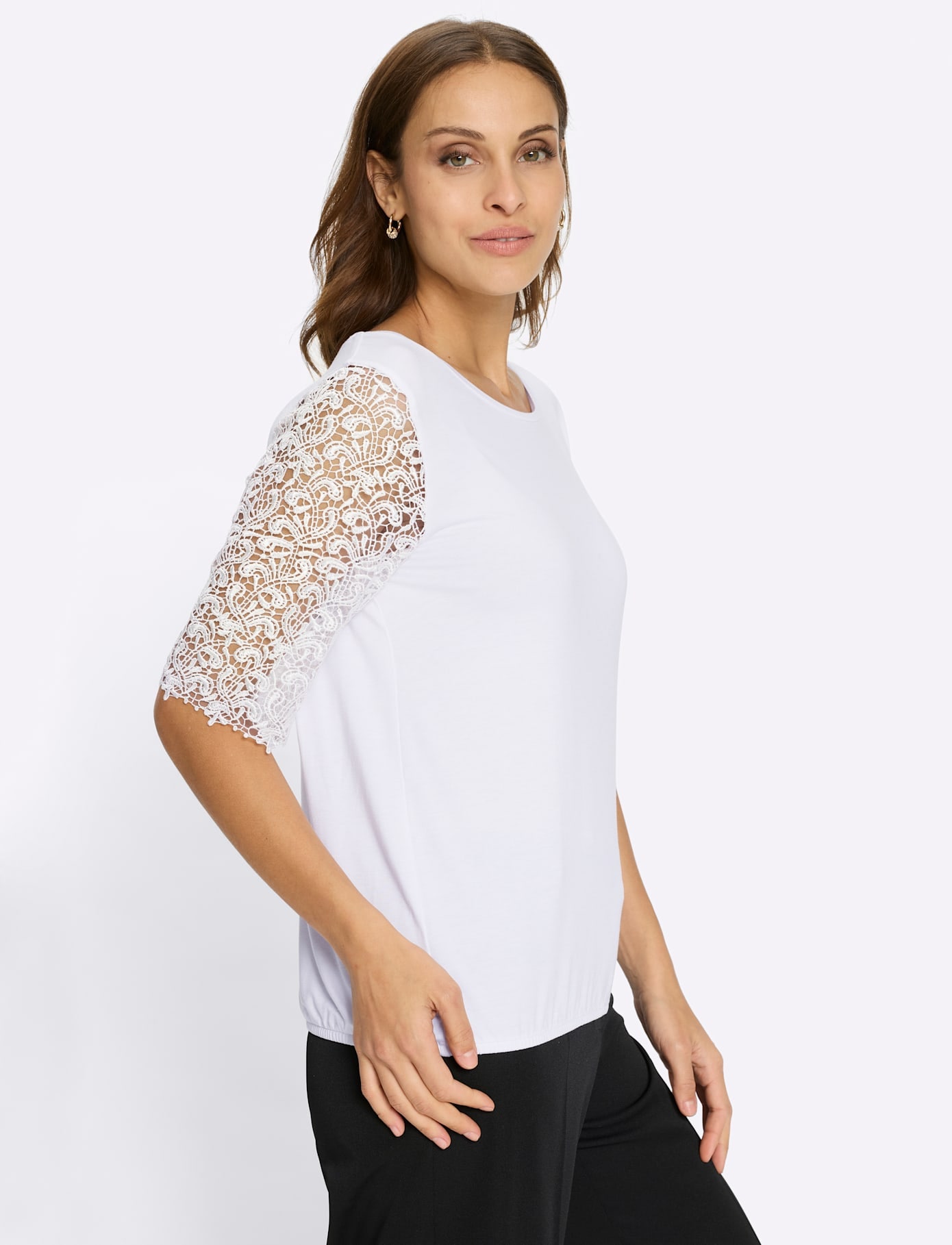 Lady Shirt à col rond »Spitzen-Shirt« 1 pièces