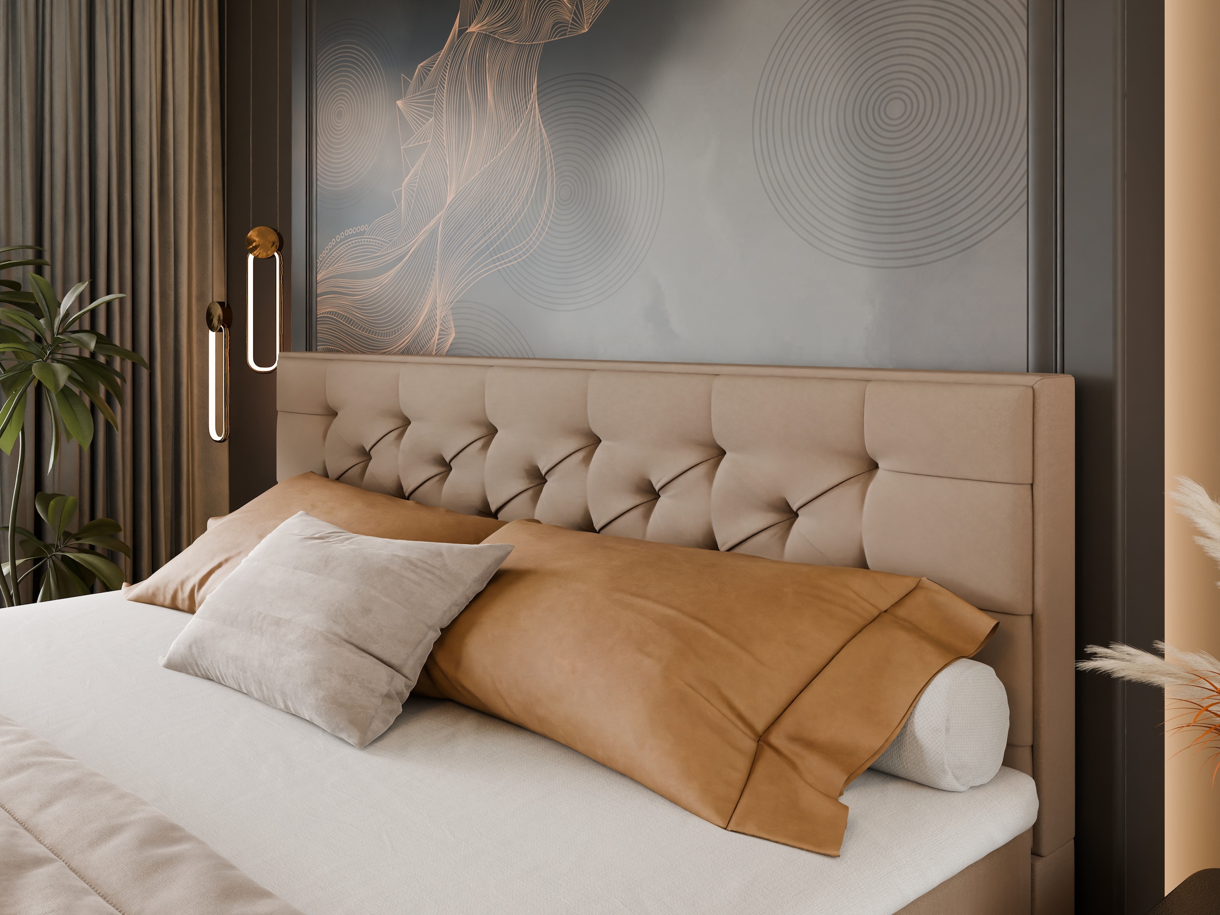 FORTE Lit boxspring »Lanciano« matelas à ressorts ensachés 7 zones avec deux degrés de fermeté (H2/H3),  disponible en largeurs 140 cm, 160 cm & 180 cm