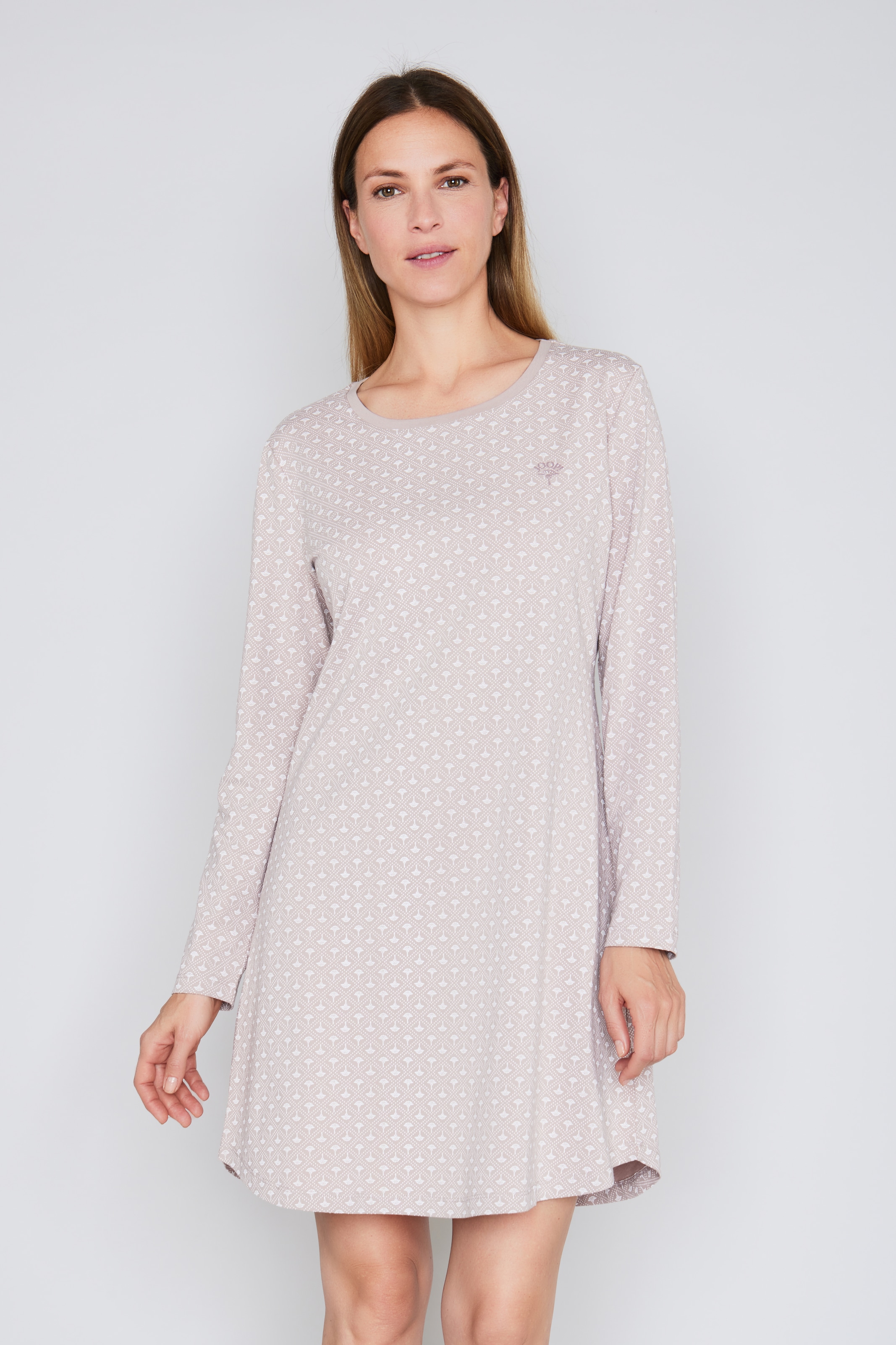 JOOP! Nachthemd »Cosy« Rundhalsausschnitt, Langarm, Cotton-Mix, Logo-Detail
