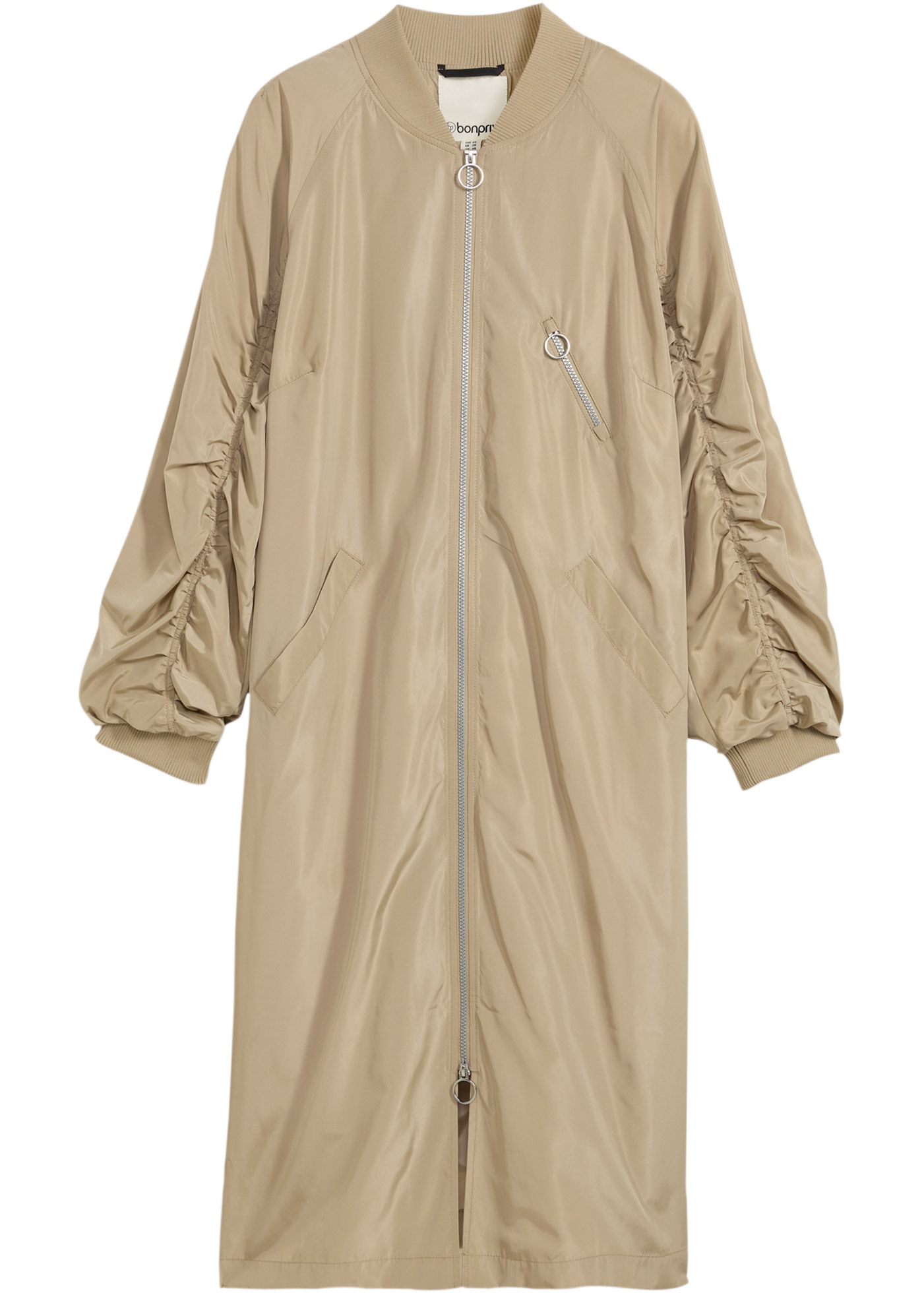 bonprix Manteau de grossesse 1 lässige Passform, mit Raffdetail am Ärmel, 2-Wege-Reissverschluss