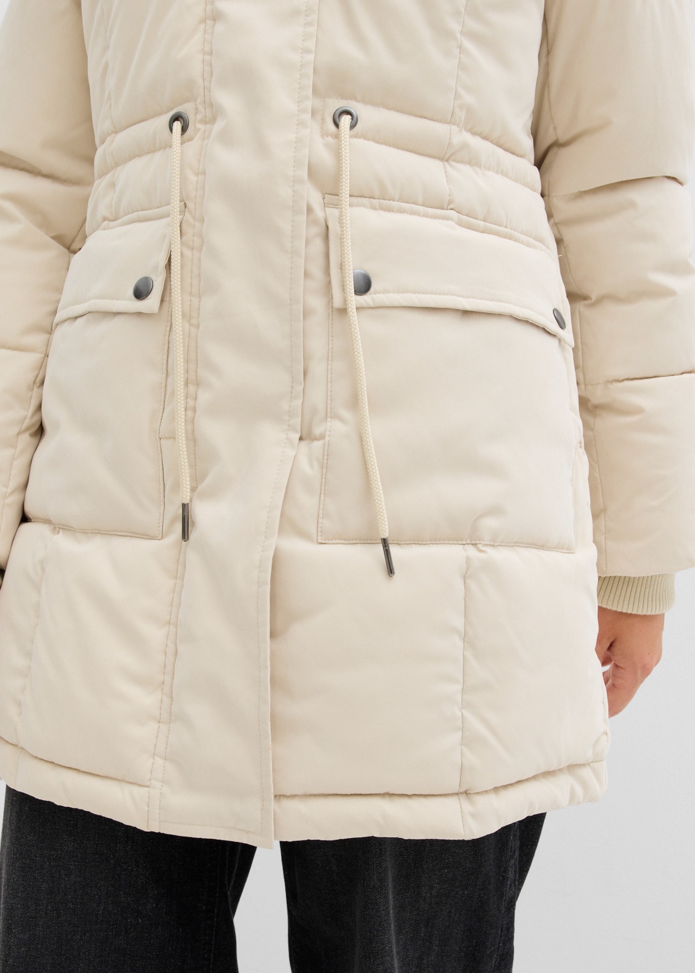 bonprix Veste d'hiver »Winterjacke mit verstellbarem Taillenbündchen« avec capuche avec capuche amovible, coupe décontractée