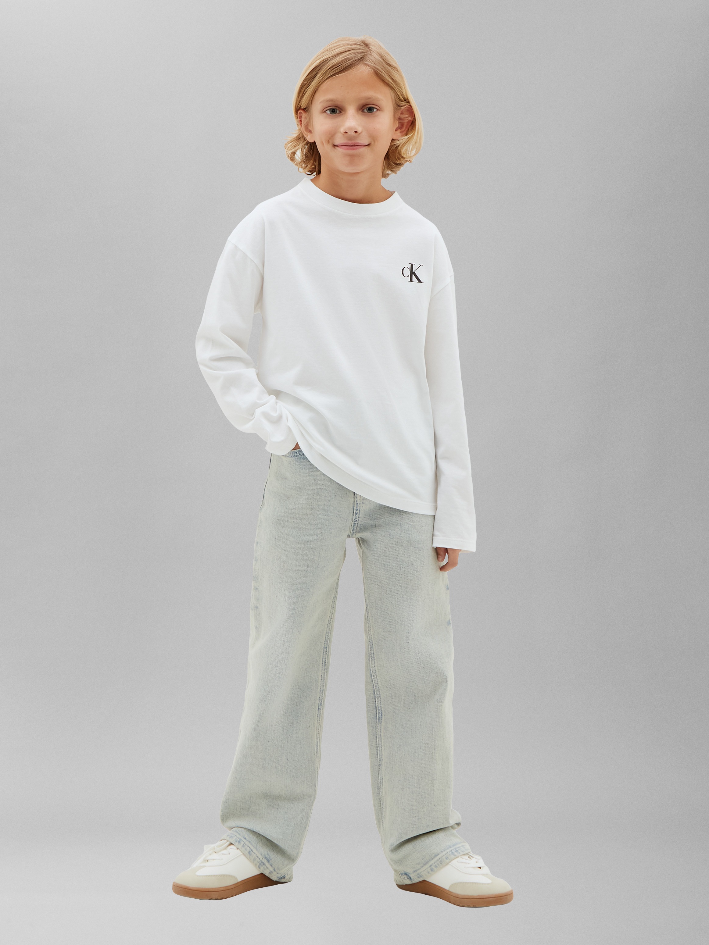 Calvin Klein Jeans Langarmshirt »CHEST MONO LS T-SHIRT 2-PACK« Reine Baumwolle, Regular Fit, Logodruck