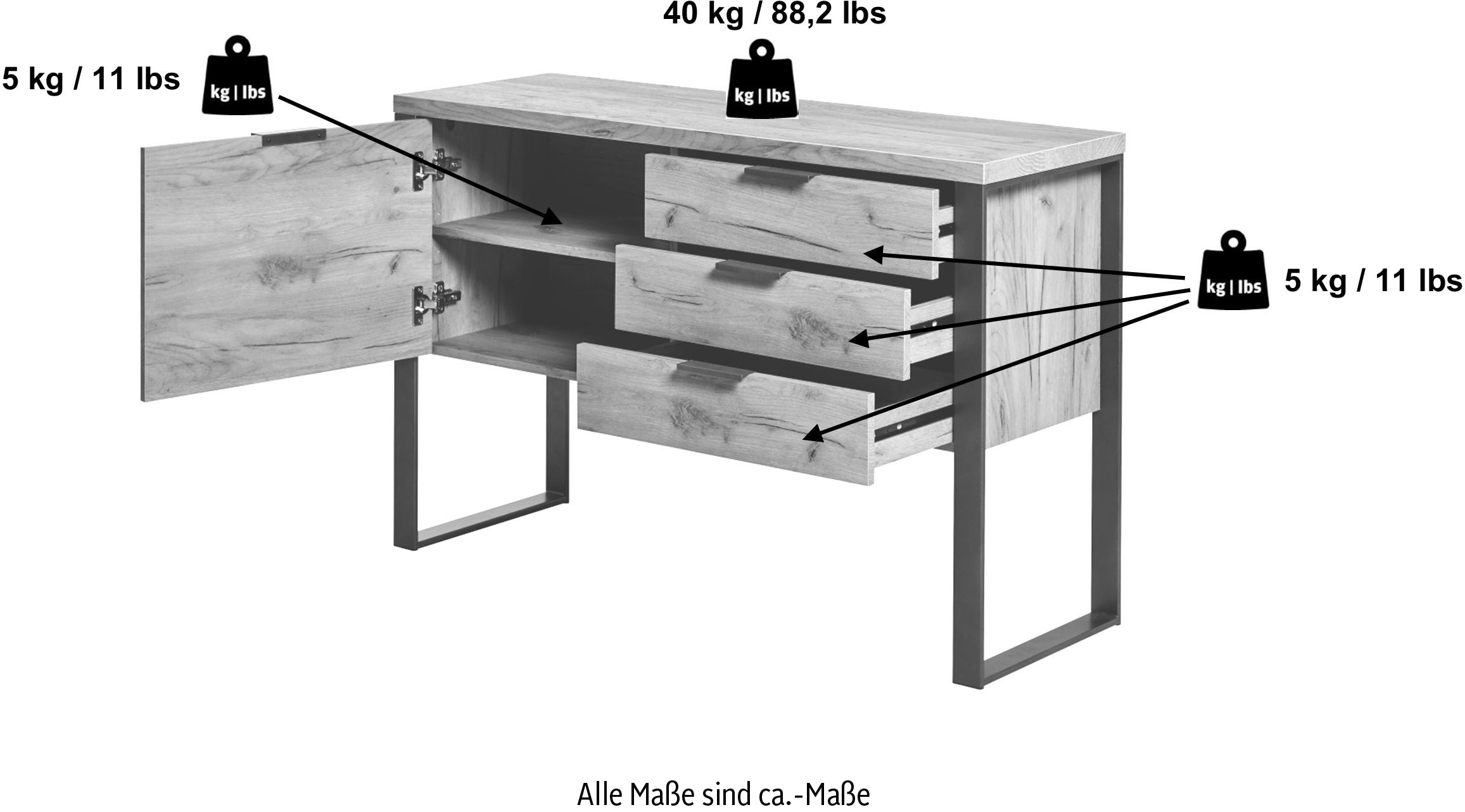 Jahnke Buffet »LOOP« Largeur env. 119 cm