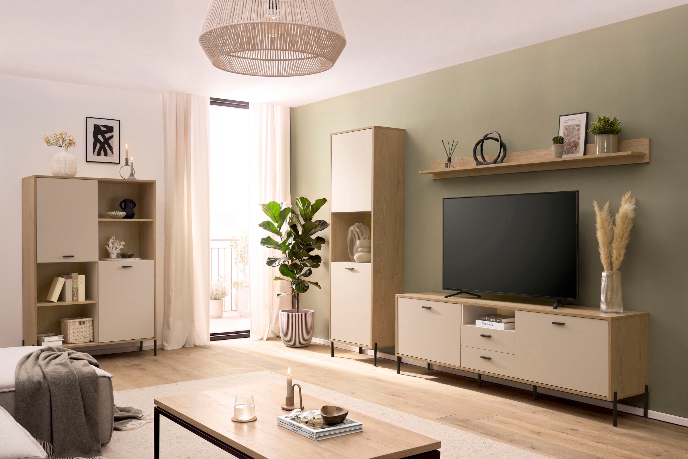 Home affaire Meuble mural »Fredericia, moderne Anbauwand, Komplettset in Kaschmir« Ensemble, 3 cuis tlg.
