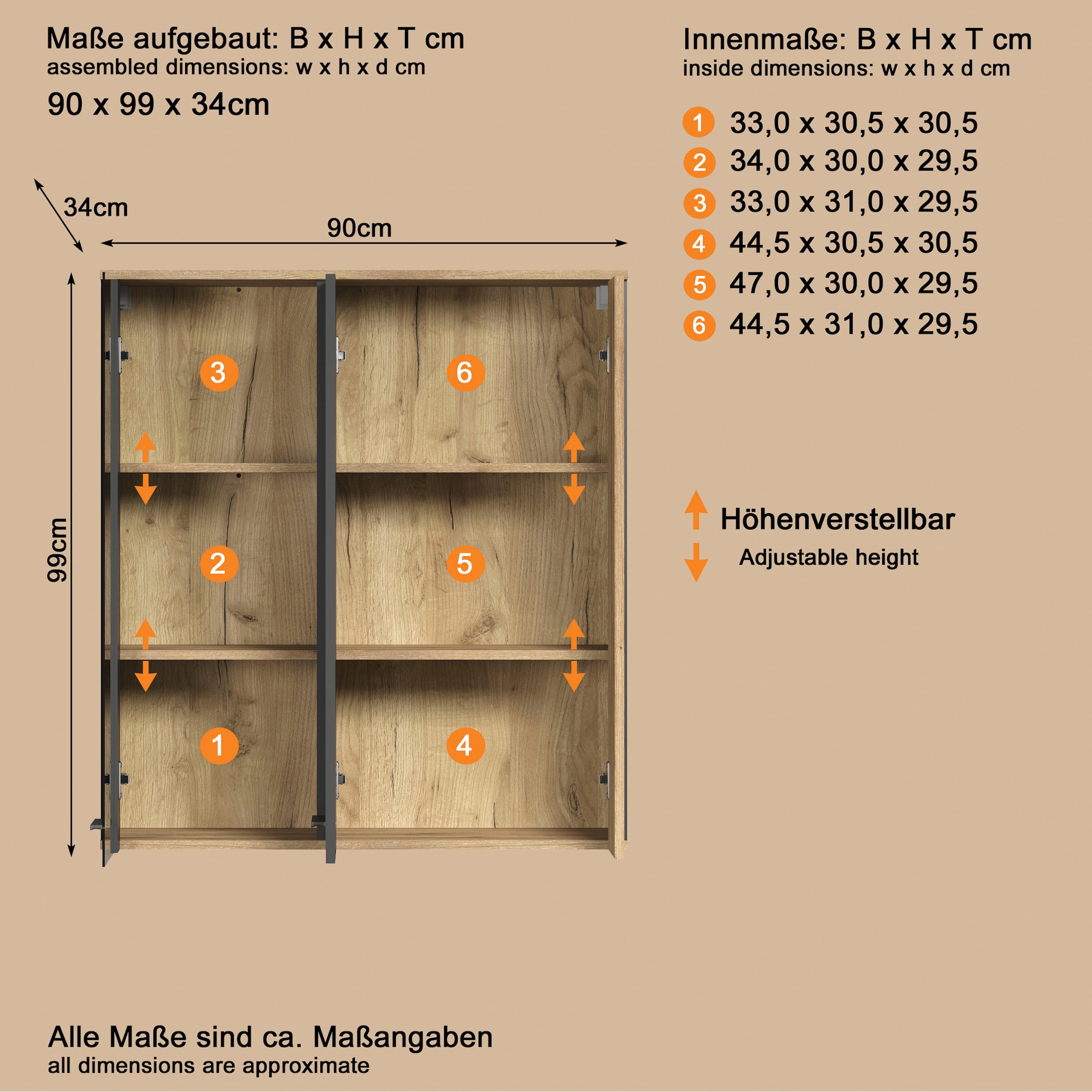 INOSIGN Hängevitrine »Estepona« 1 Stk. tlg. Tür mit Akustikpaneel-Look