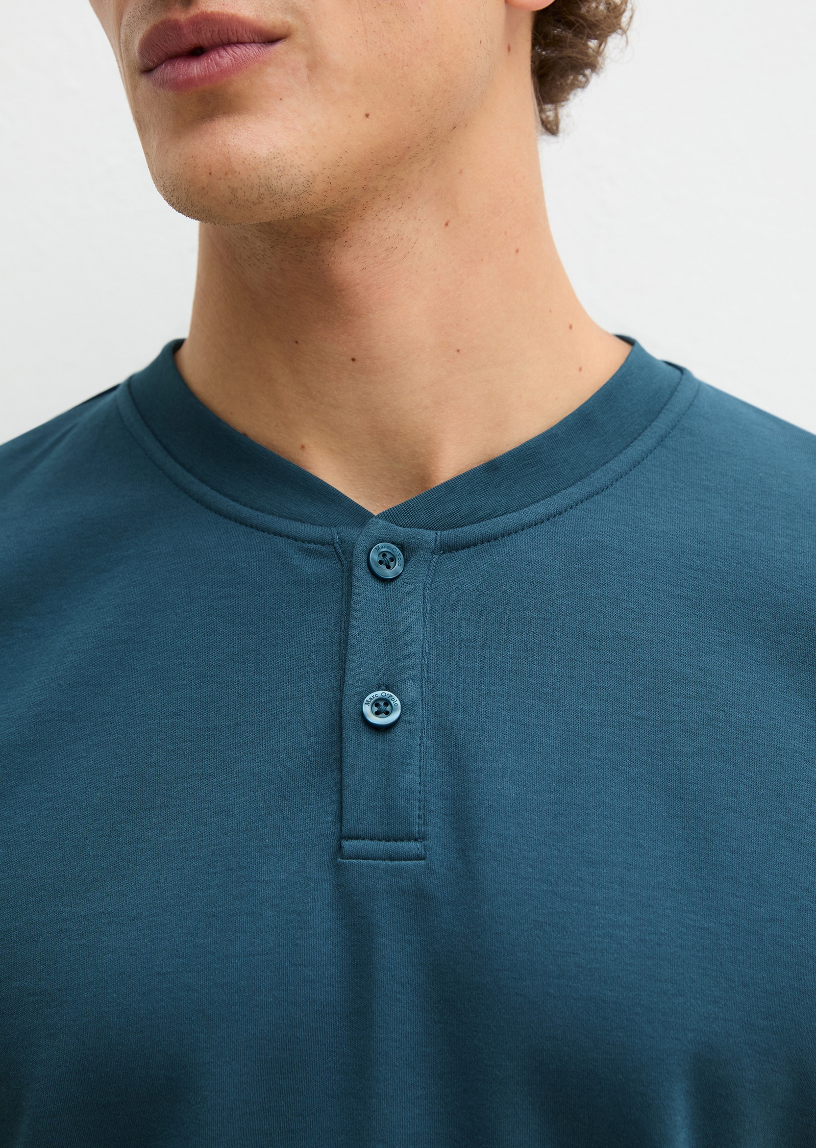 Marc O'Polo Haut de pyjama »Mix N Match Interlock« avec encolure ronde, petite patte de boutonnage et manches courtes