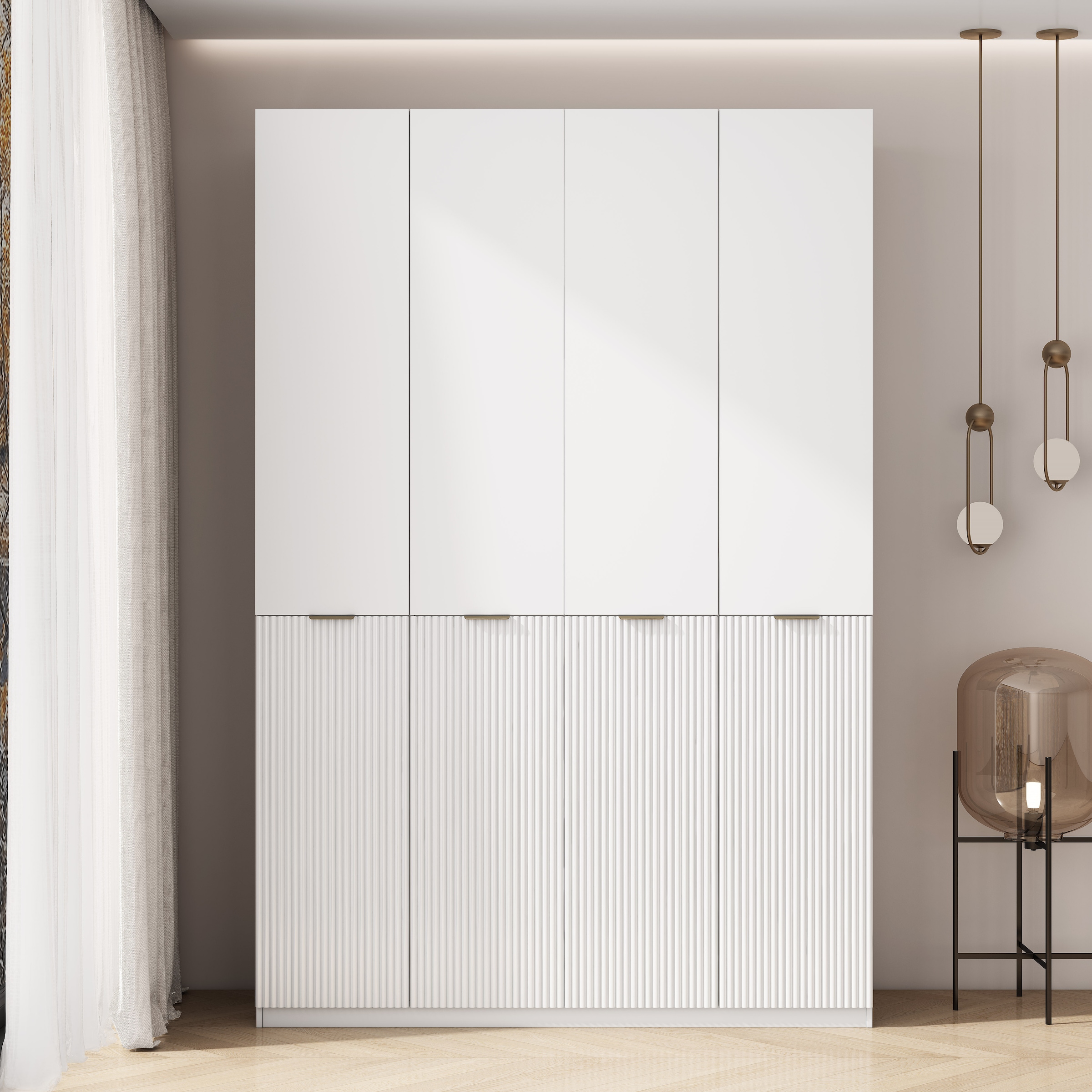 GOODproduct Kleiderschrank »Jorella Schlafzimmerschrank Garderobe mit Softclose« eleganter Schlafzimmerschrank Rillendesign Trend Breite 161cm