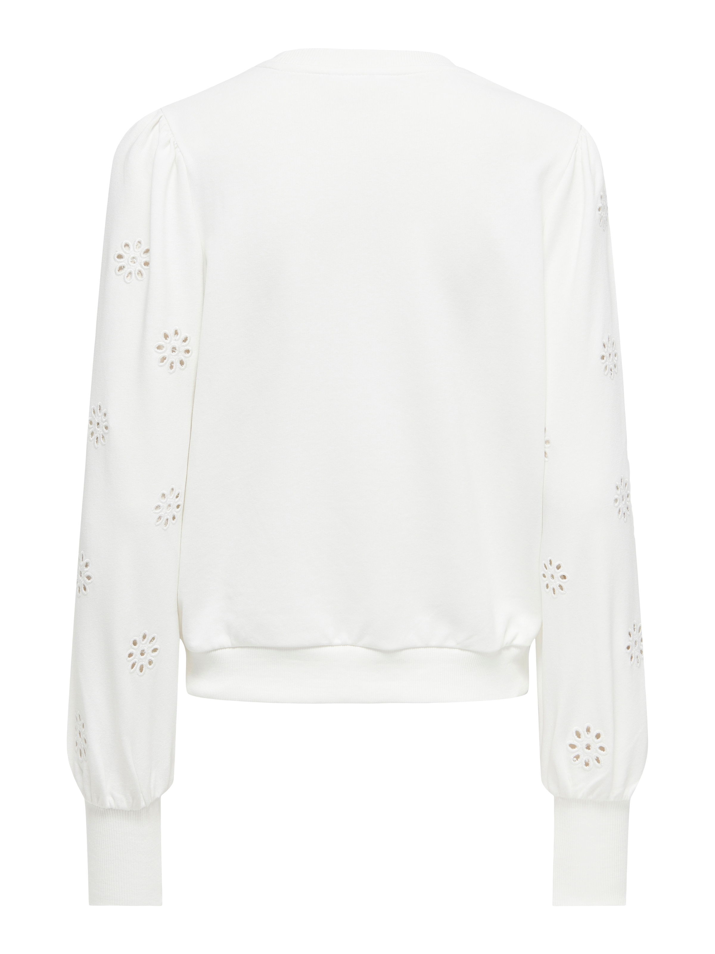 ONLY Sweat-shirt »ONLFEMME L/S PUFF EMBROIDERY UB SWT«, avec manches bouffantes et magnifique broderie ajourée
