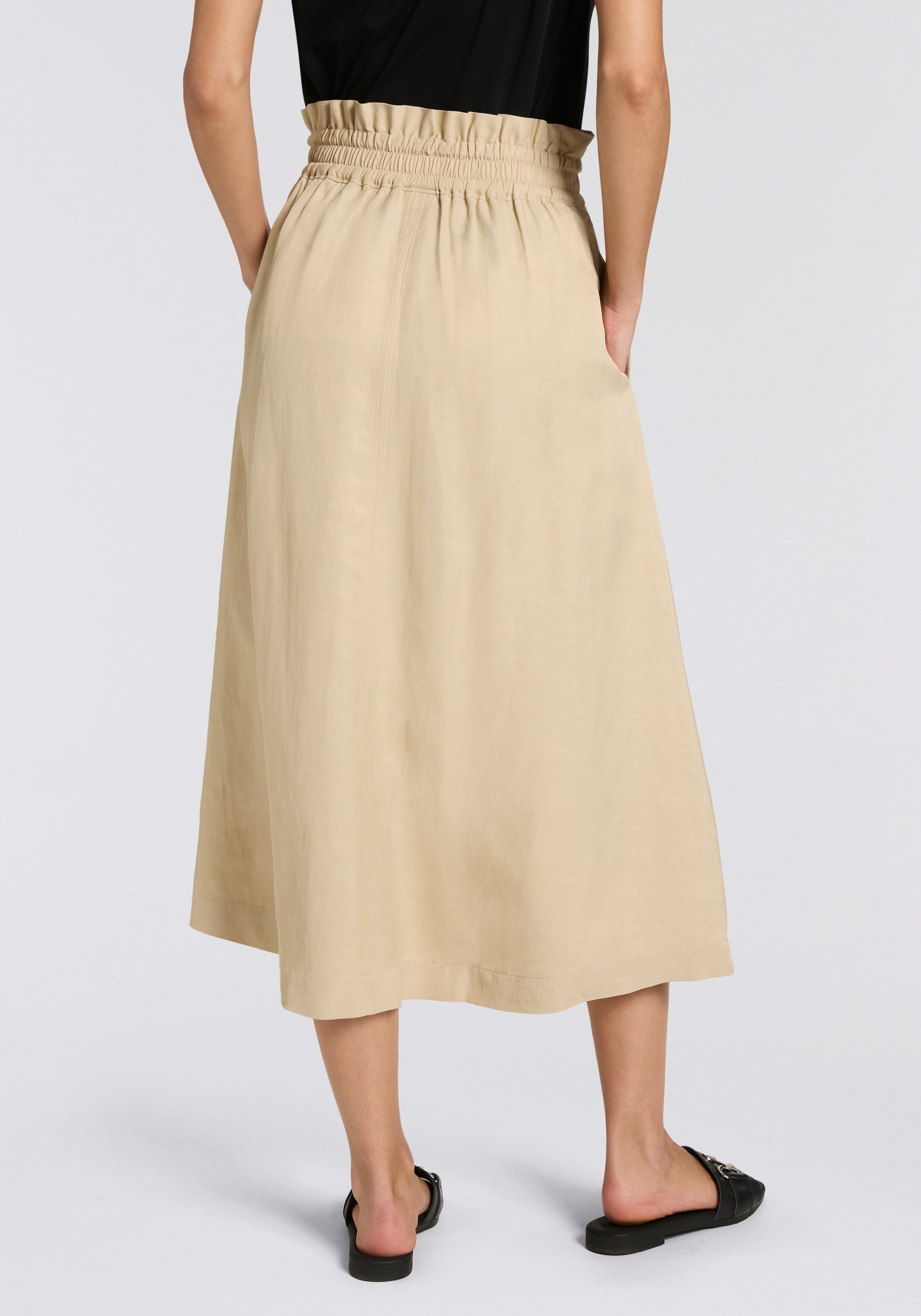 BOSS ORANGE Jupe midi »Vakola Premium Damenmode« Avec une part de lin, taille paperbag