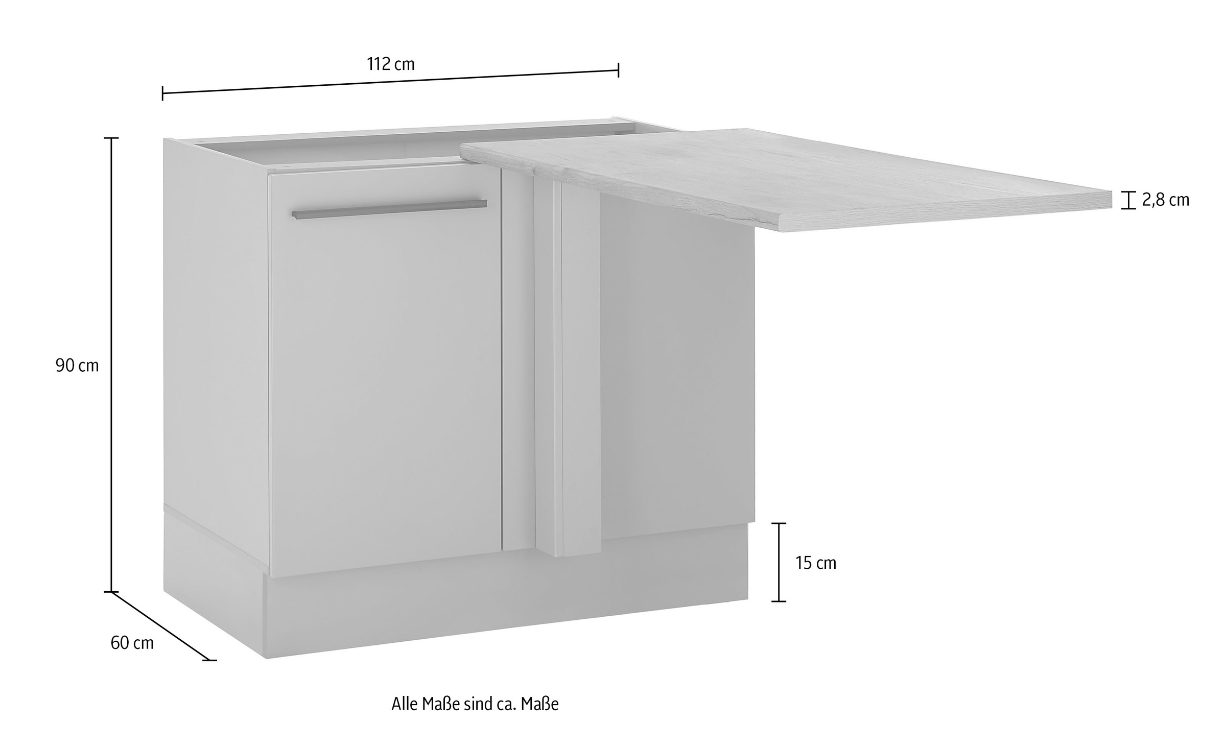 BASIC by Balculina Eckunterschrank »Denver, Küchenschrank BxHxT 112 x 90 x 60« 1 Stk. tlg. Breite 110cm, Softclose für Tür,