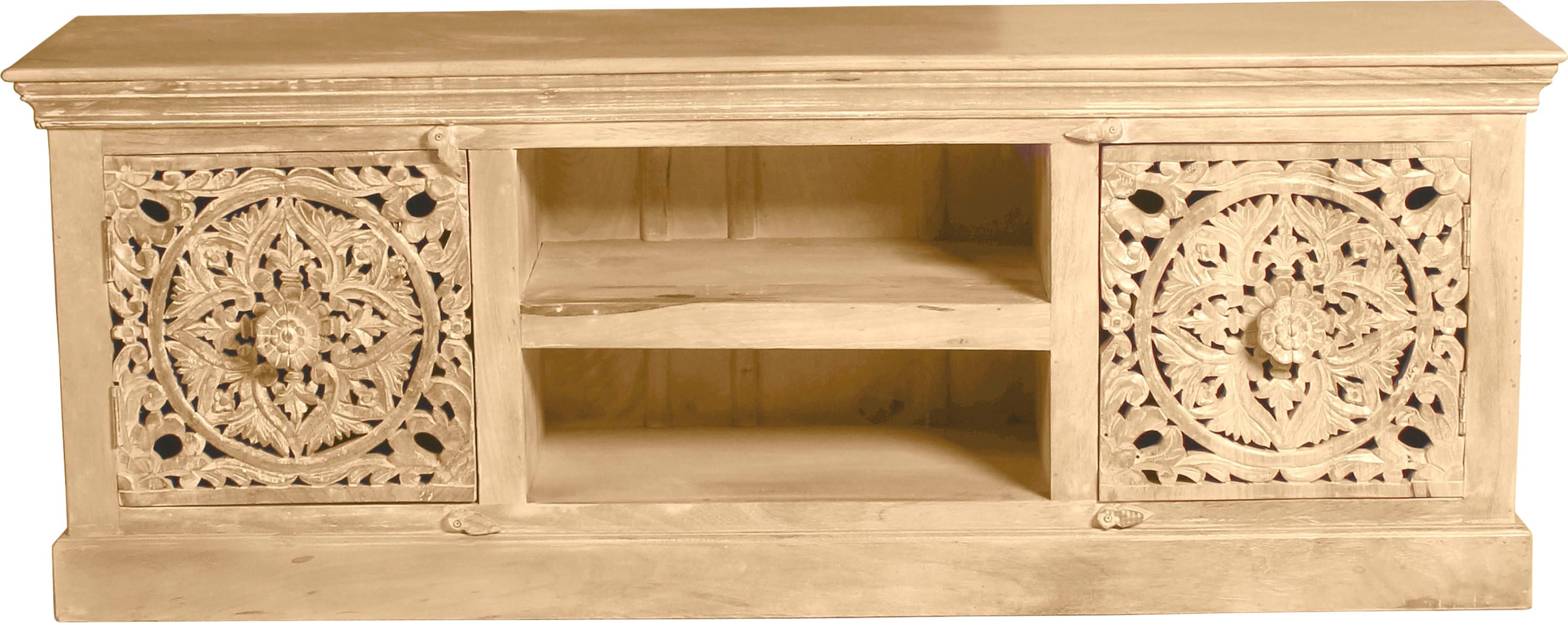 SIT Lowboard »Dmanisi aus Mangoholz mit 2 Türen und 2 offenen Fächern« TV-Lowboard mit 2 Kabellöchern und aufwändigen Schnitzereien