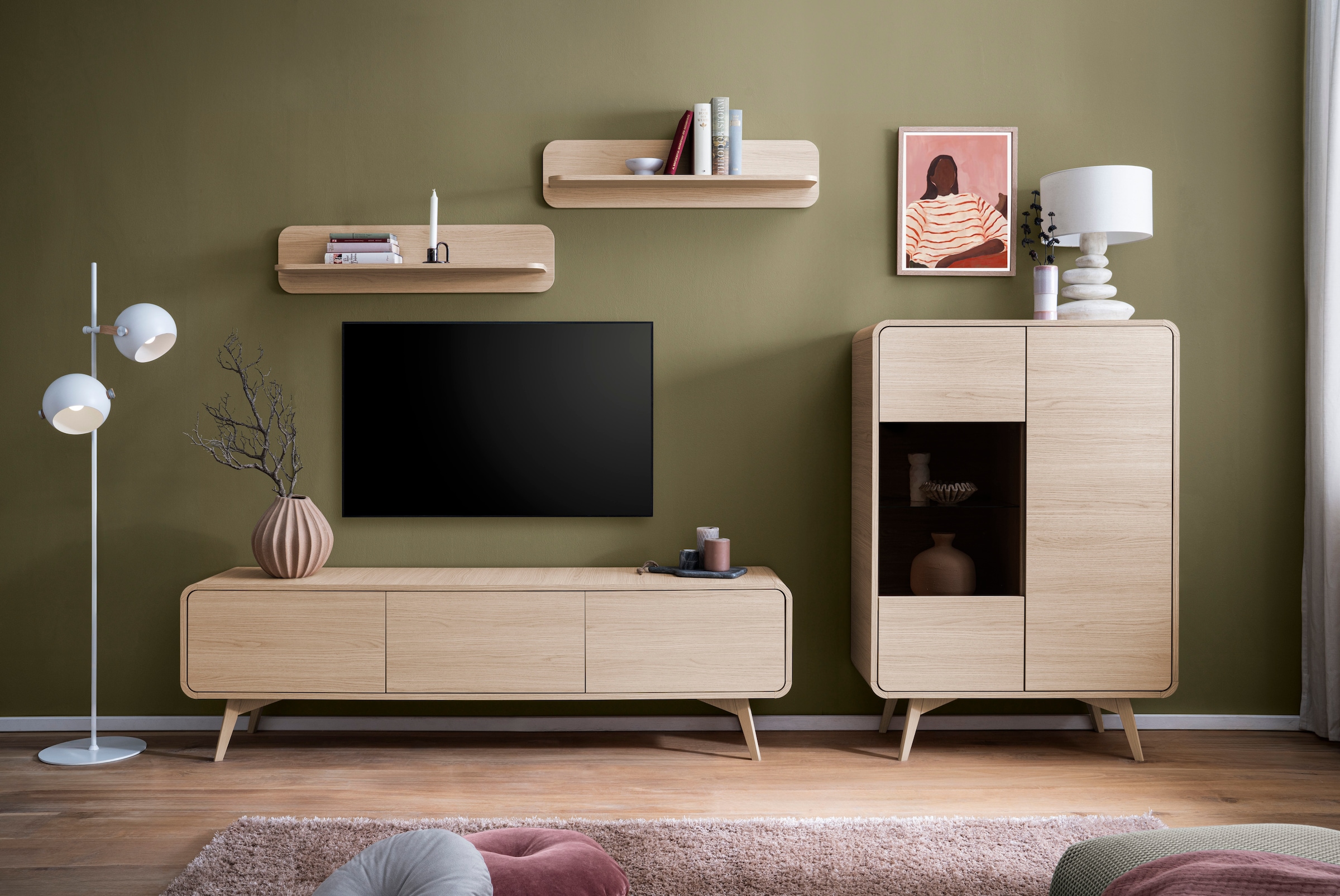 Home affaire Meuble mural »Torsby, moderne Anbauwand, Komplettset im Scandi-Stil« Set, 4 cuis tlg.