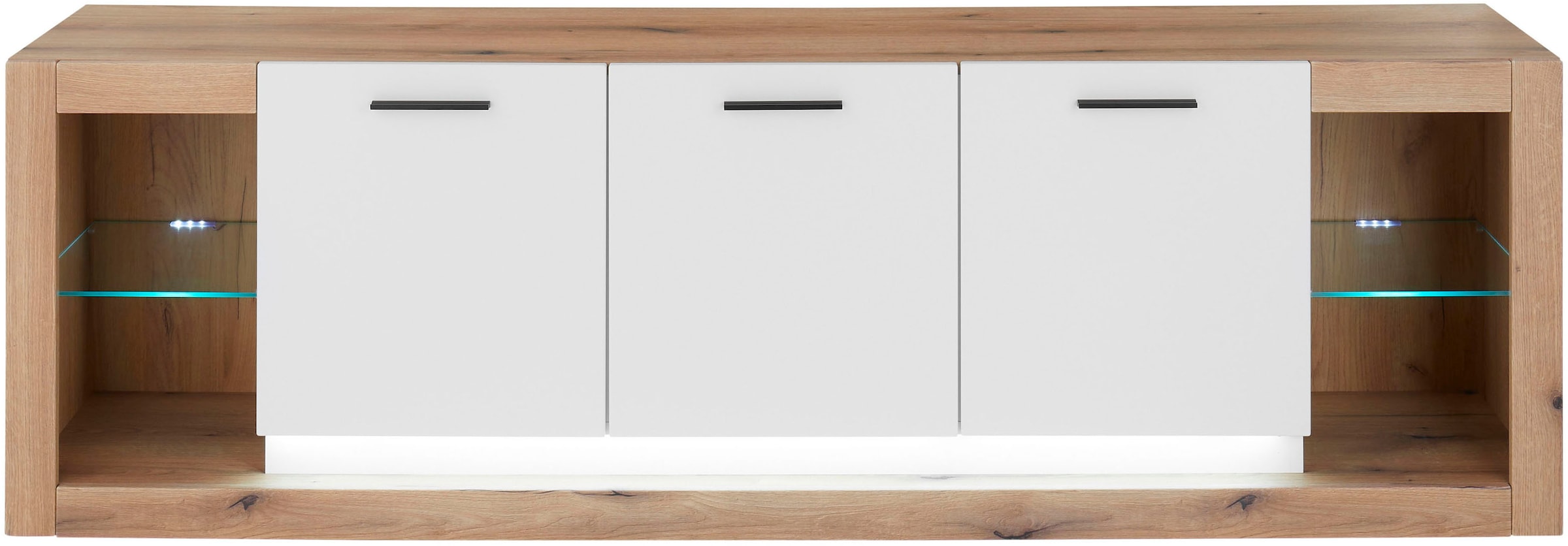 Home affaire Table basse »Brixen, moderner TV-Schrank, Kommode in Eiche Evoke Dekor mit Weiss« Metallgriffe, ausreichend Stauraum, vielseitig einsetzbar