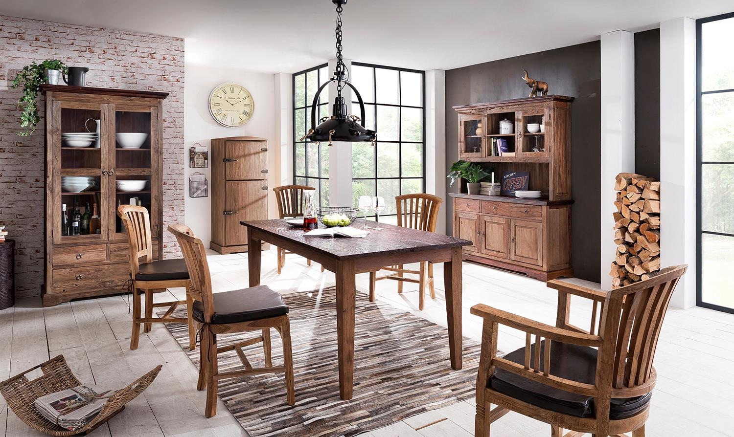 SIT Sideboard »Perth aus recyceltem Teakholz mit 3 Türen & 3 Schubladen« Massives Teakholz mit Stauraum und markanten Metallringen als Griffe