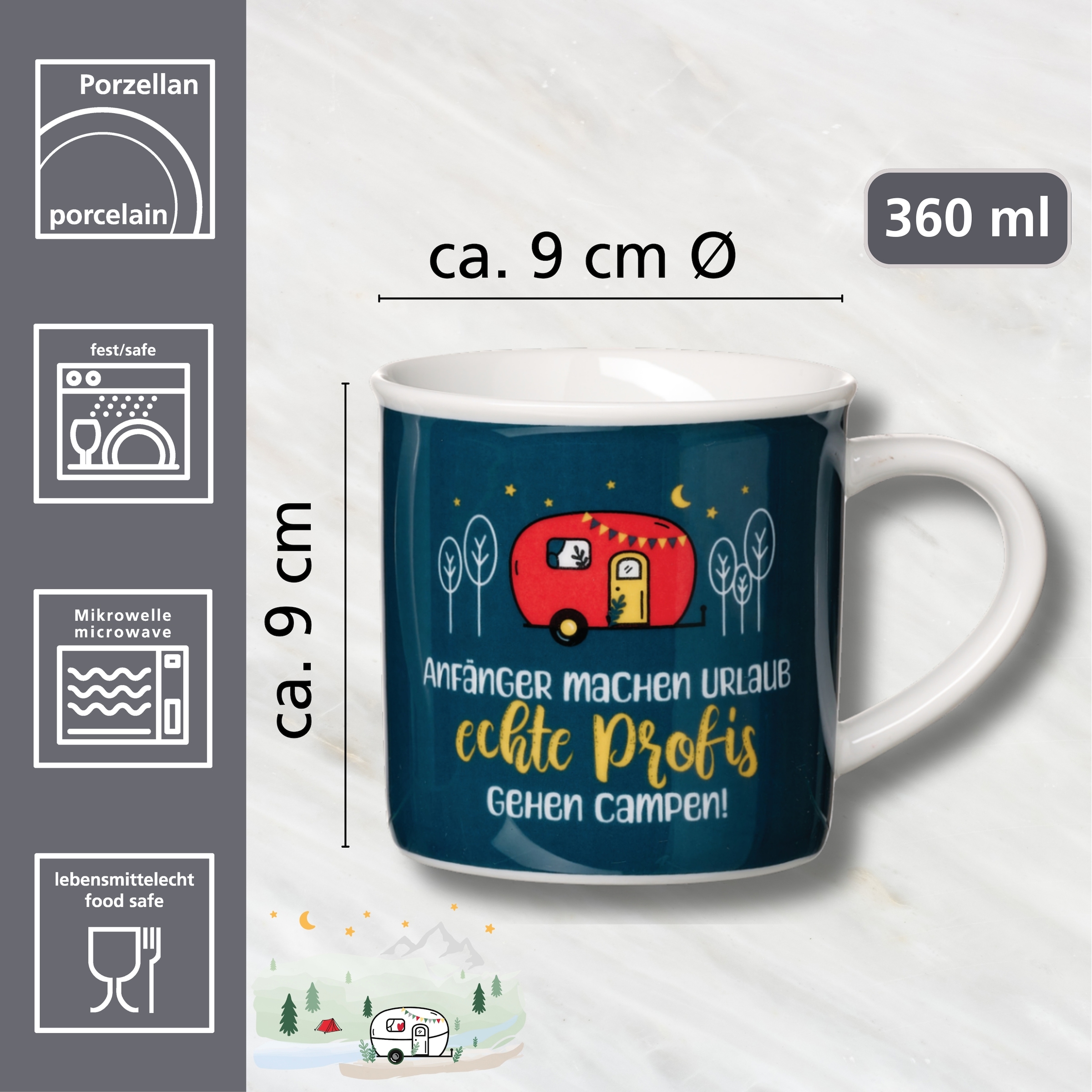 Ritzenhoff & Breker Becher »Camping« "Anfänger machen Urlaub,..." - in Geschenkbanderole