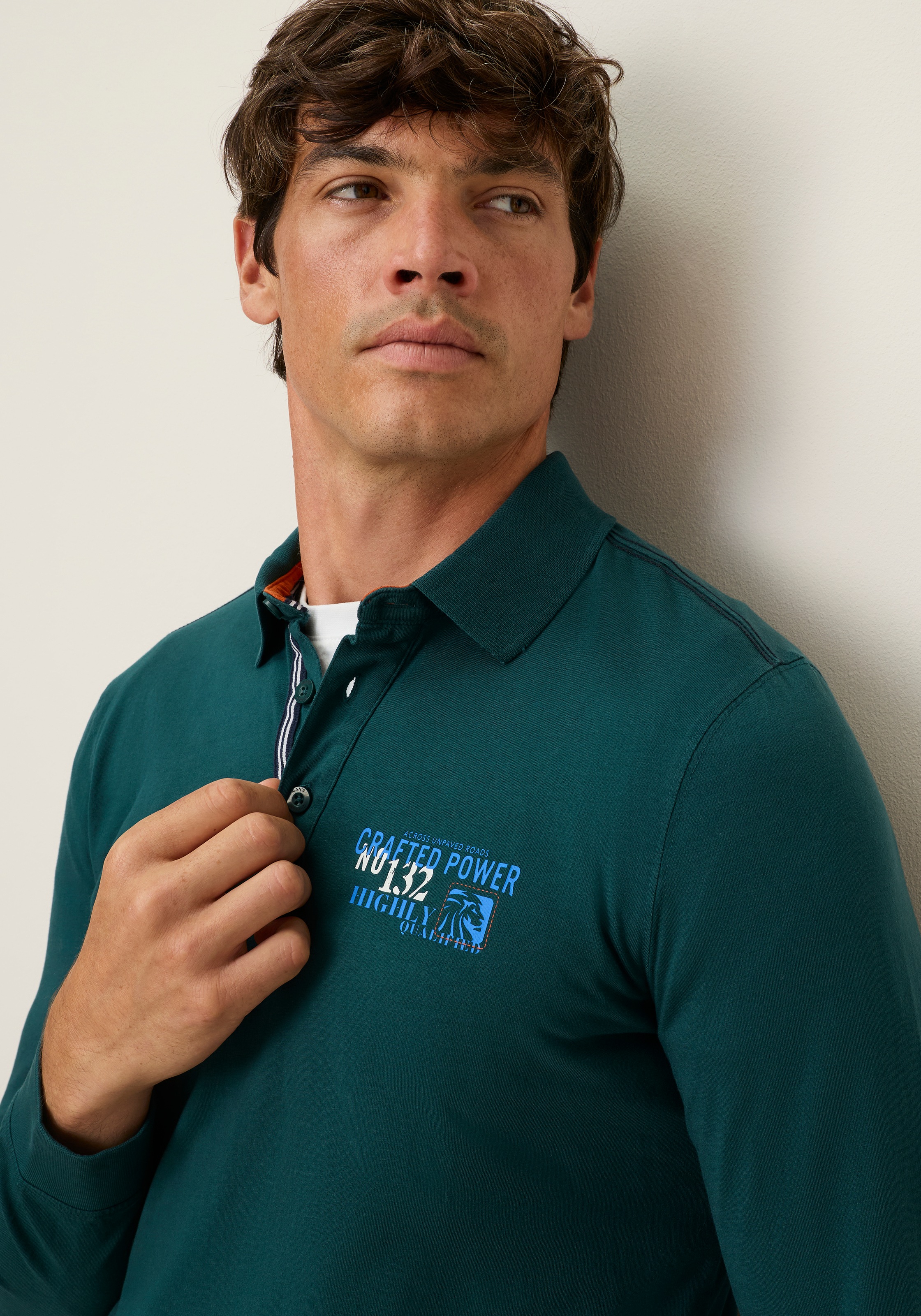 Man's World Poloshirt Normale Passform, mit Langarm, klassischer Look