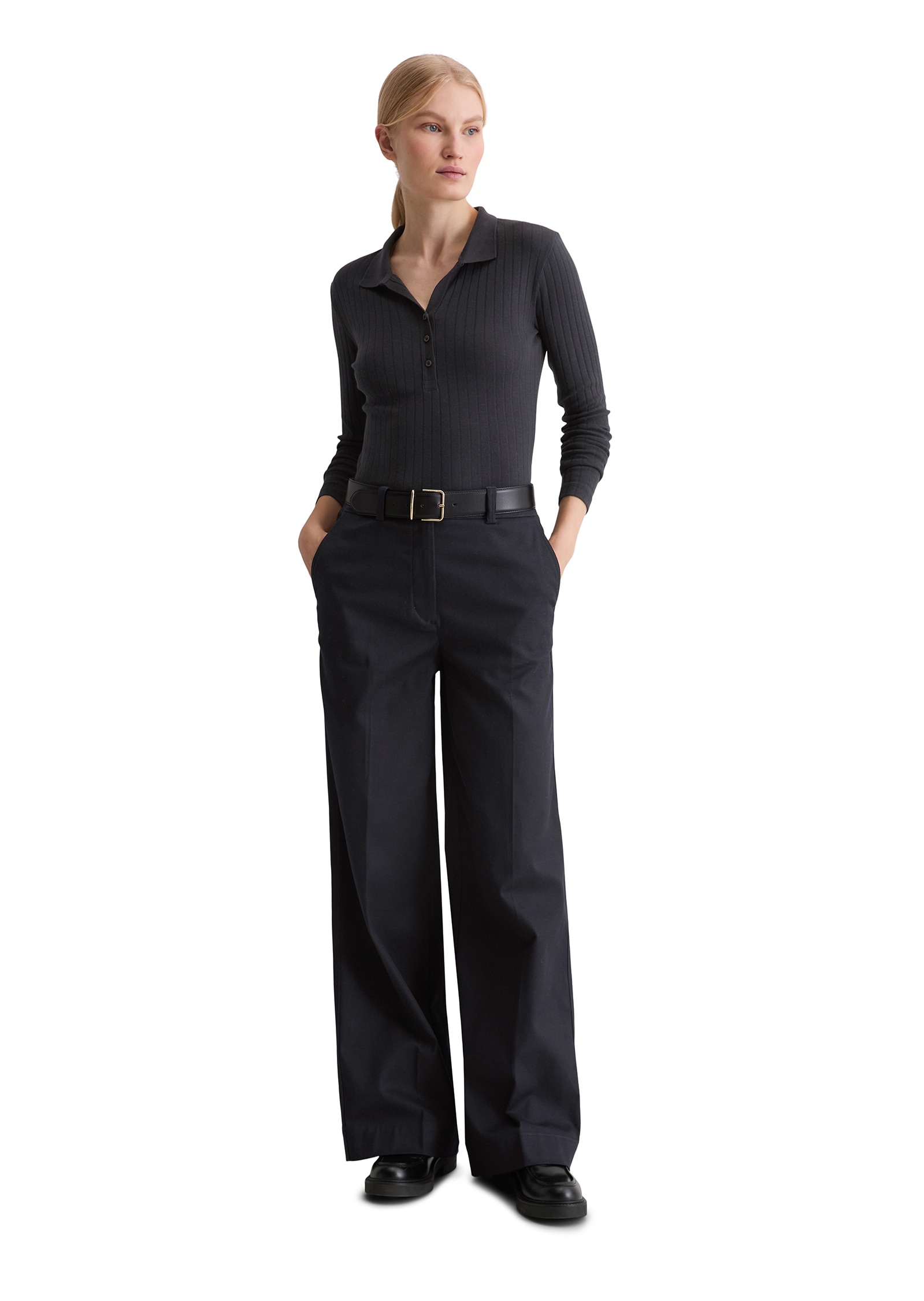 Marc O'Polo Langarm-Poloshirt Jersey aus Organic-Cotton-Modal-Mix, regular fit