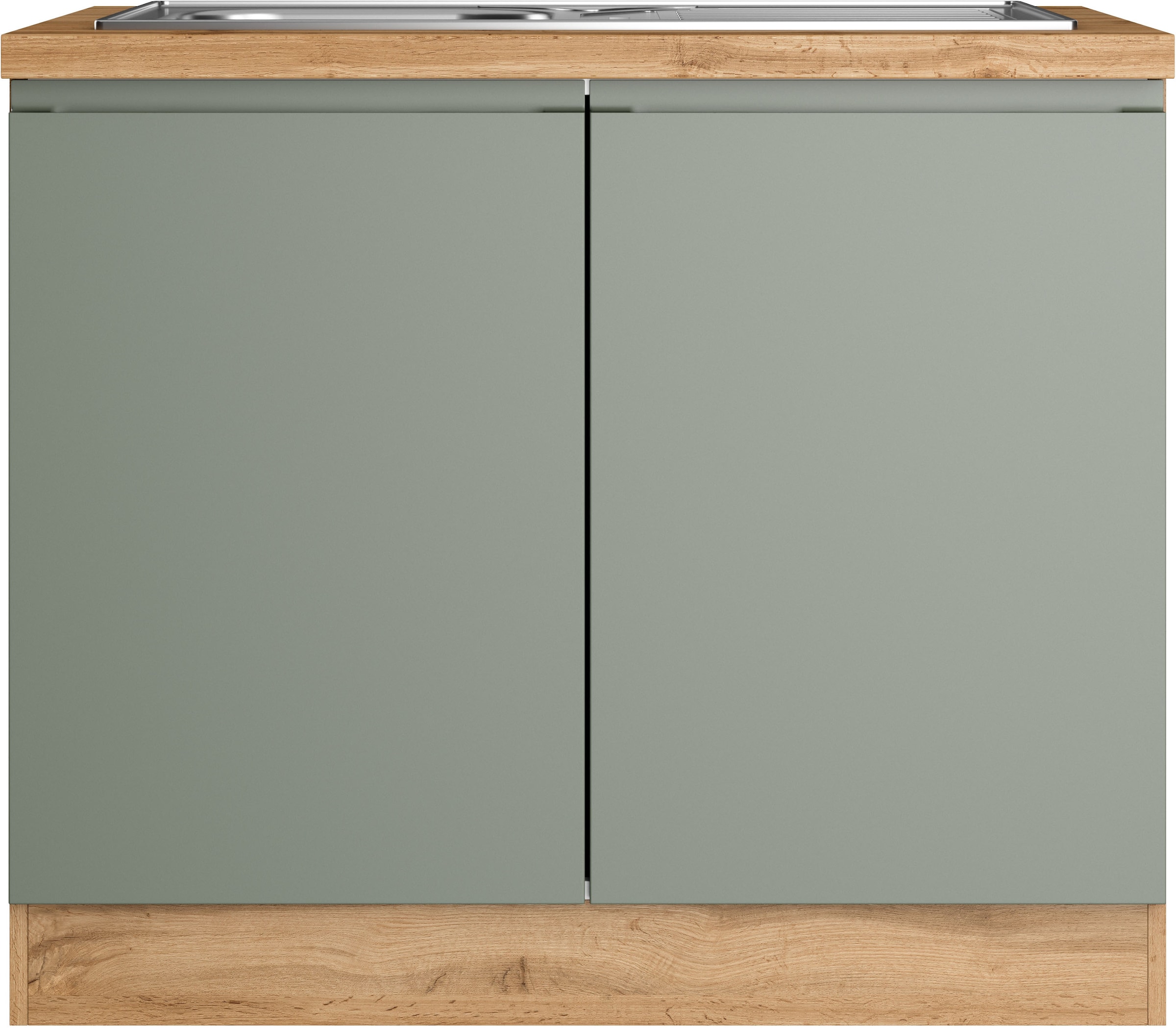 KOCHSTATION Meuble évier »KS-Virginia,neu in verbesserter Ausführung« Rangement, Softclose, sans robinet,  largeur 100 cm, incluant évier encastré, fermeture douce