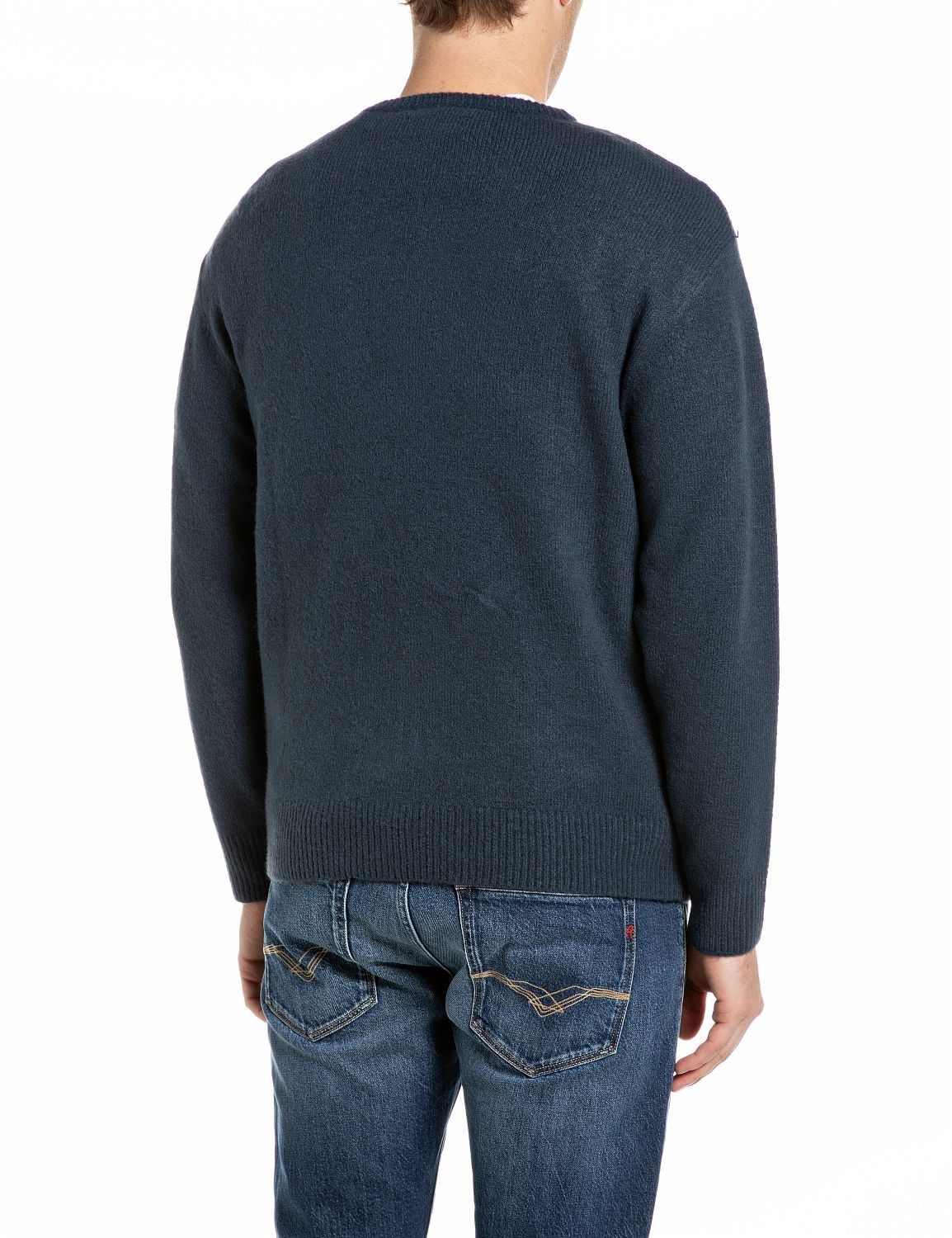 Replay Pull en tricot mit Zopfmuster, Materialmix
