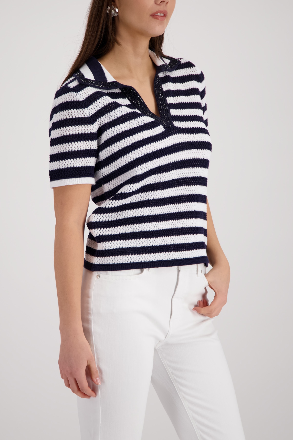 Monari Ajourpullover Regular fit mit Strasssteinen