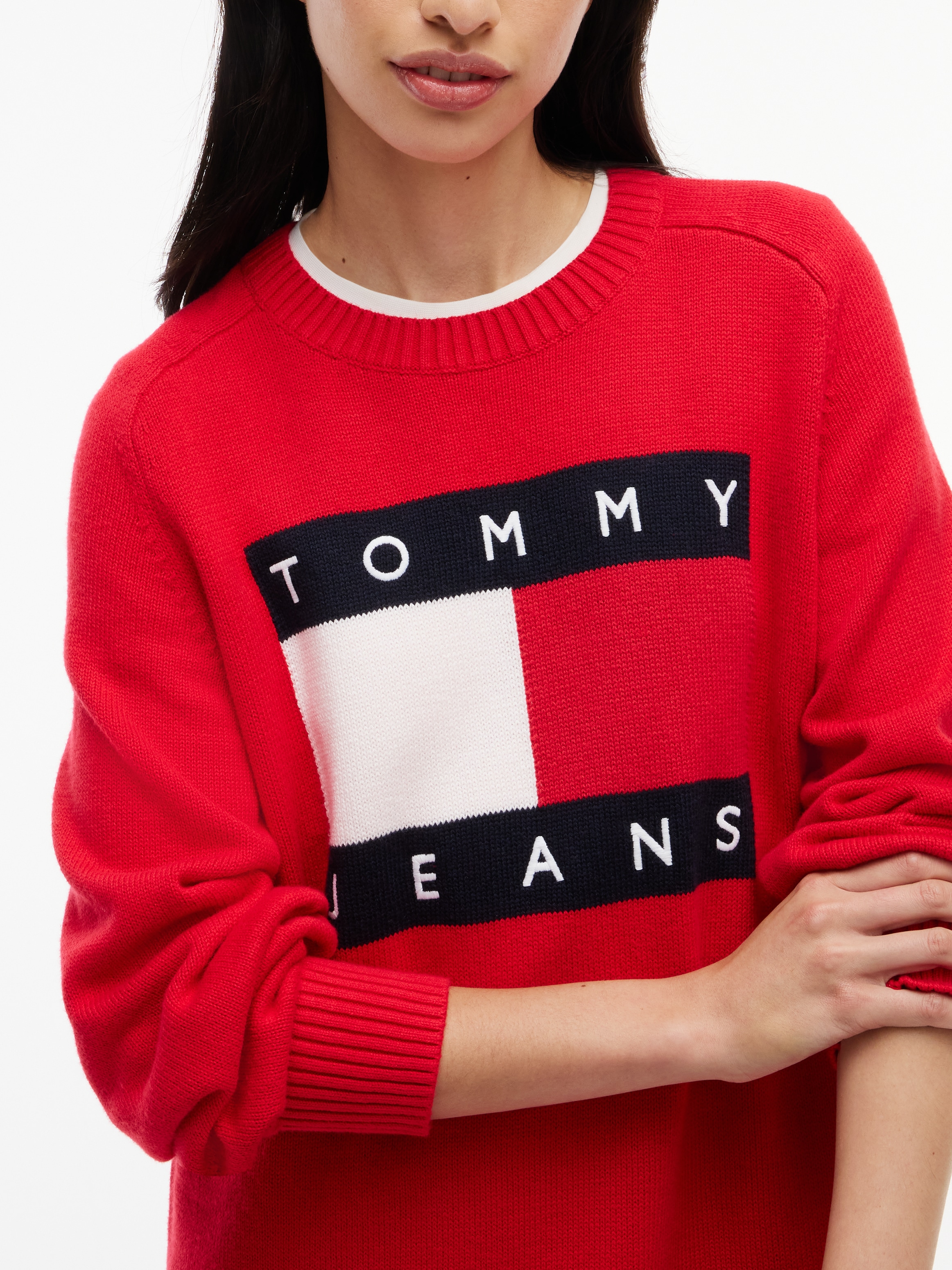 Tommy Jeans Sweatkleid »TJW SWEATER FLAG DRESS EXT« Baumwollmischung