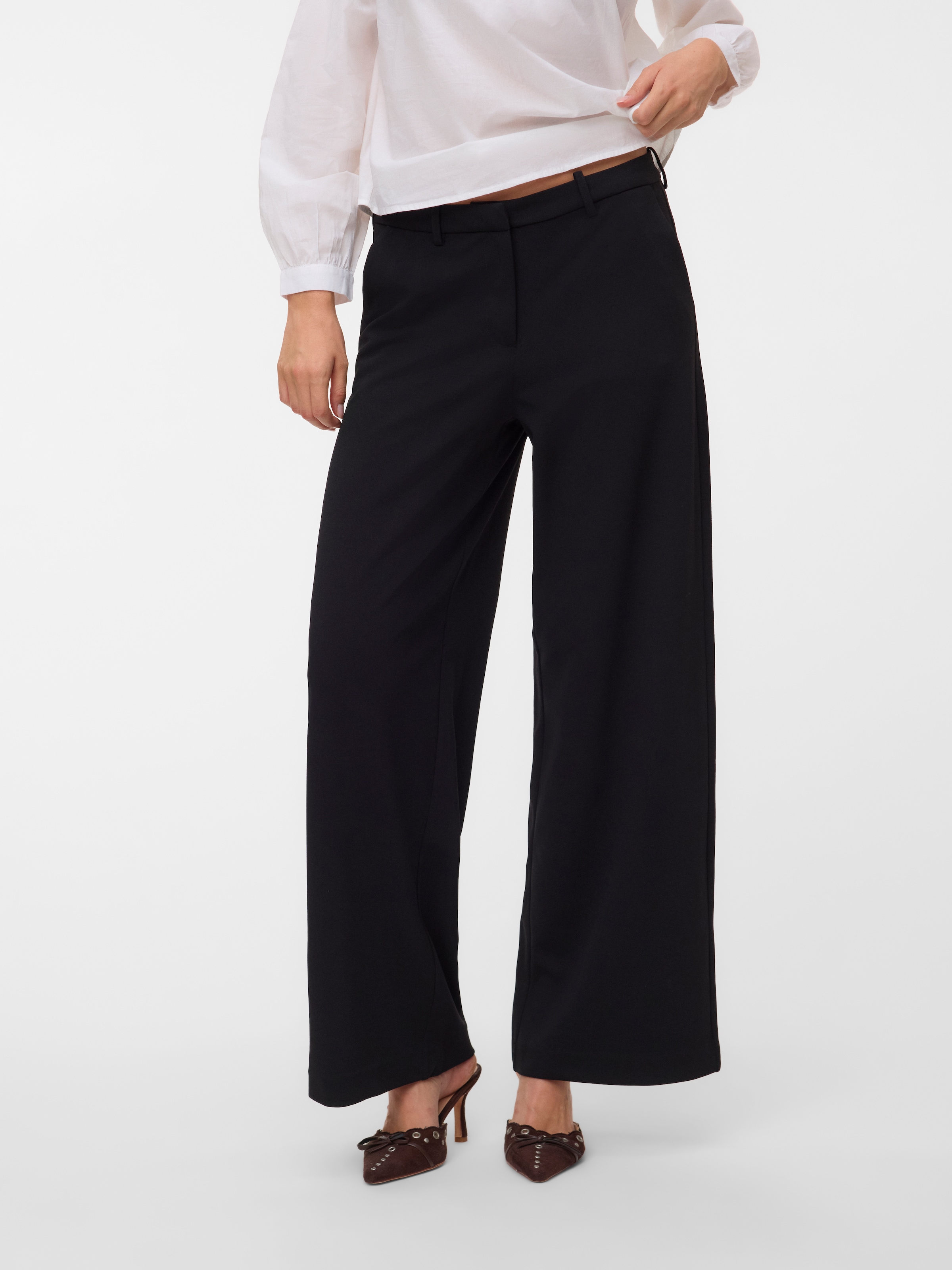 Vero Moda Pantalon de costume »VMZAMIRA MW WIDE PANT NOOS«  Mélange de matières, coupe large, taille régulière