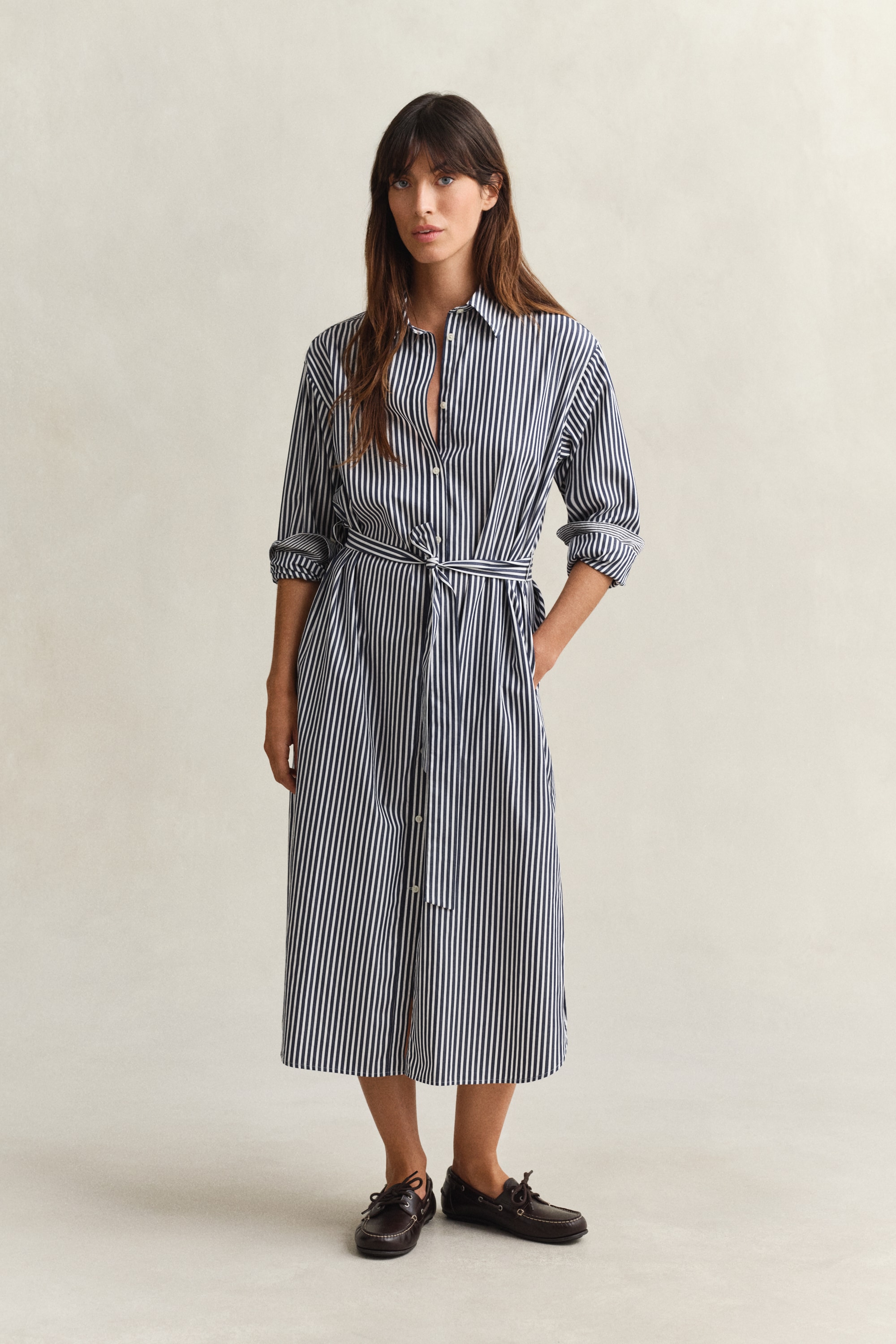 Gant Robe chemisier »CLASSIC POPLIN STRIPE« mit Streifen, Taillengürtel, regular fit