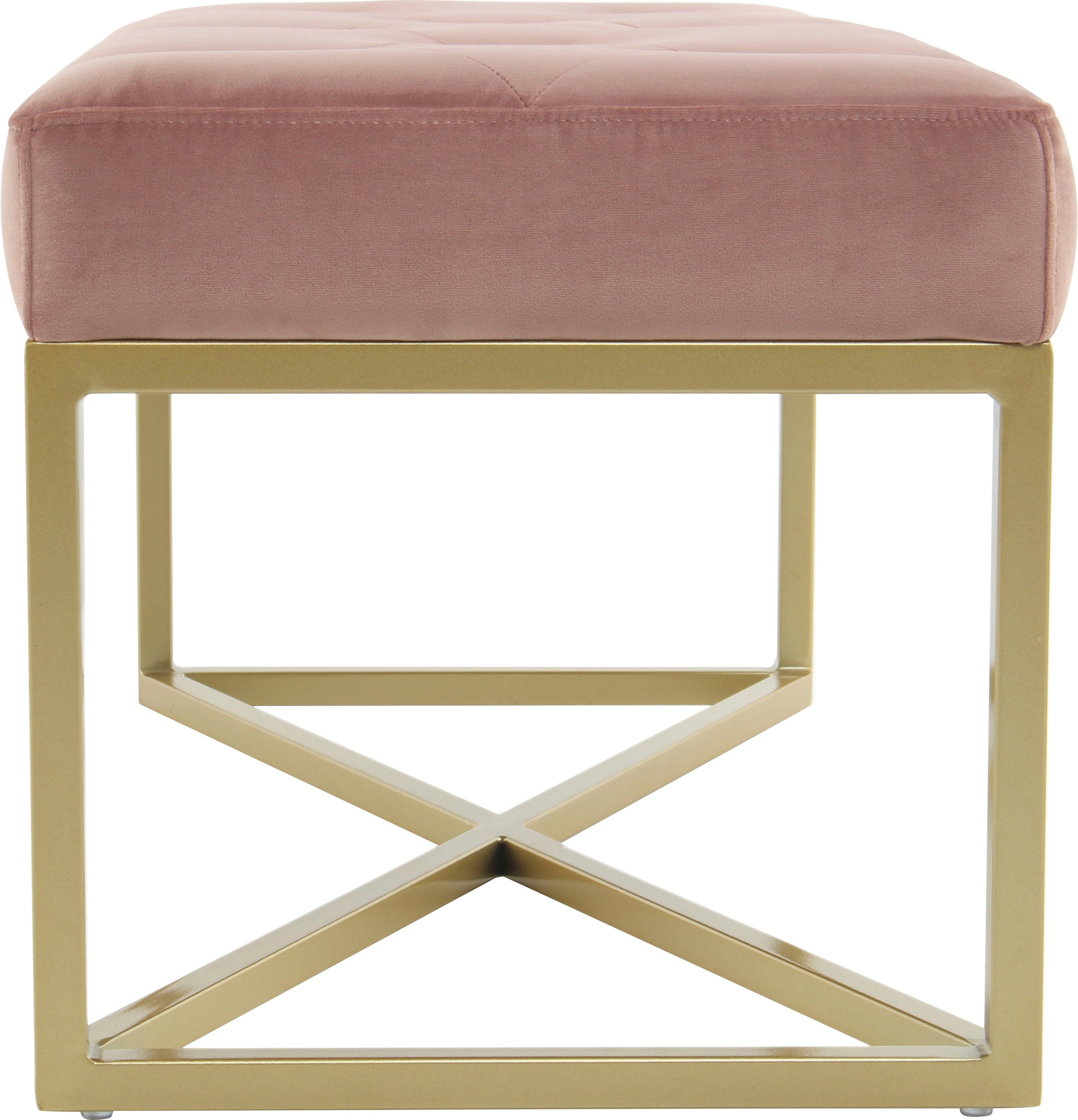 Kayoom Banc à tabouret »Cameron 125, glamouröses Design, glänzenden Metallfüssen, in Samt-Look« 1 cuis tlg. bequem, elegant, mit Zierknöpfen, Gold-coated Eisengestell