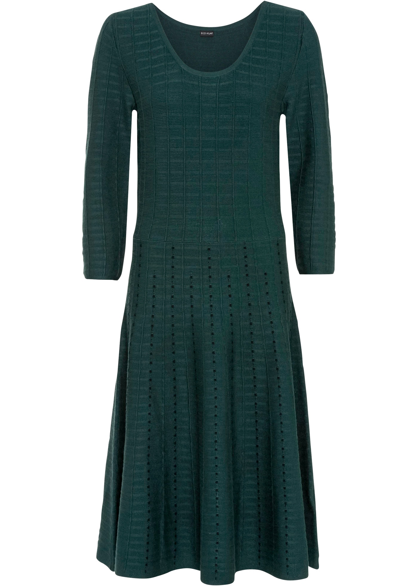 bonprix Strickkleid »Strickkleid aus fliessendem Viskose-Mix« für besondere Anlässe, aus Viskose-Mix, ausgestellte Passform