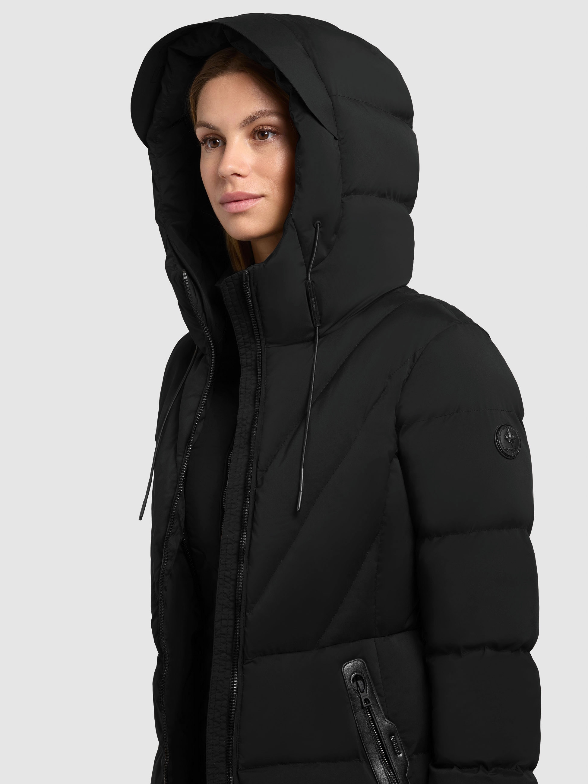 khujo Steppjacke »RABB« mit Kapuze Applikationen aus Lederimitat