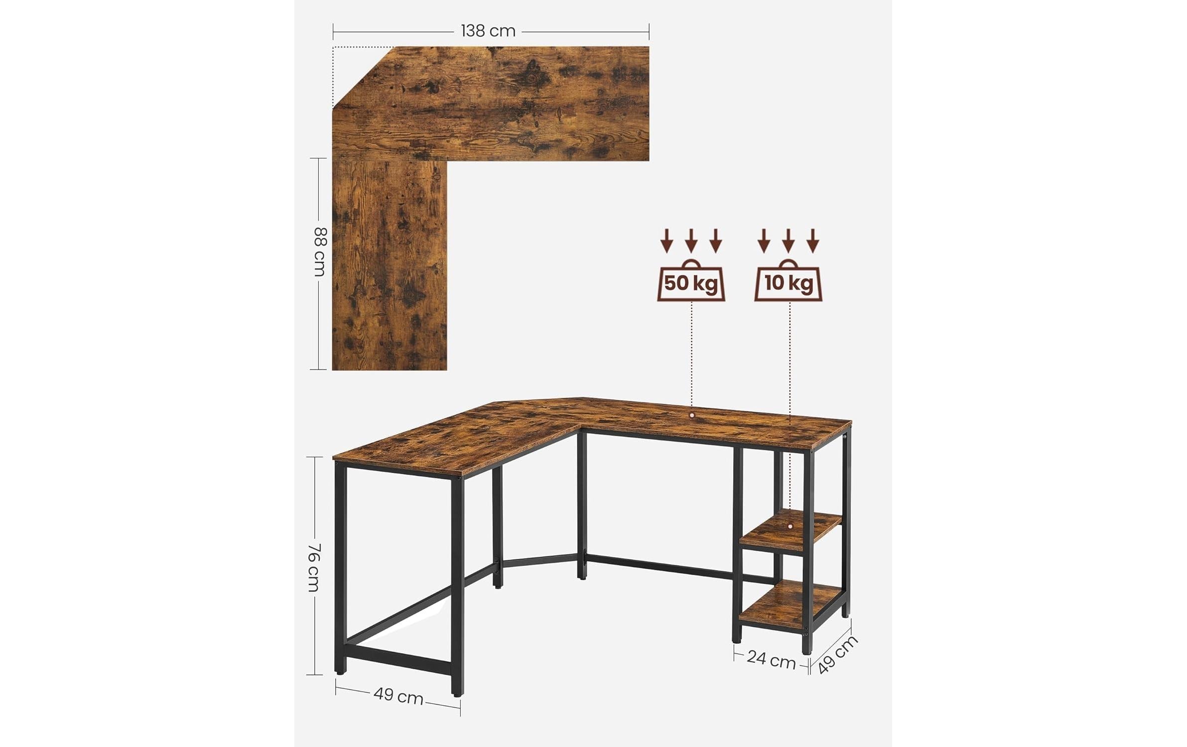 VASAGLE Bureau »in L-Form 138 x 138 cm«